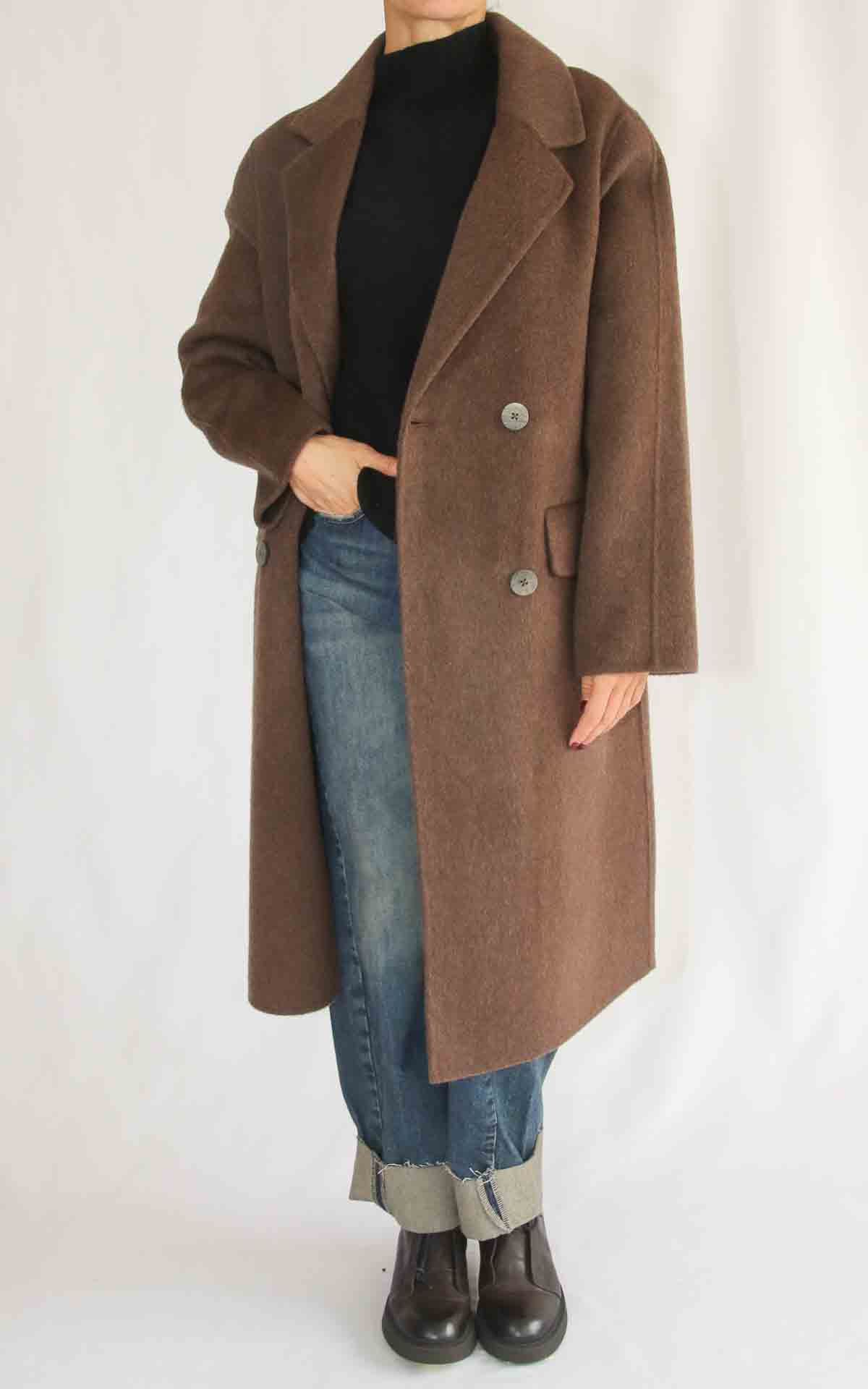 OFF-ON – Cappotto lungo doppiopetto – MORO
