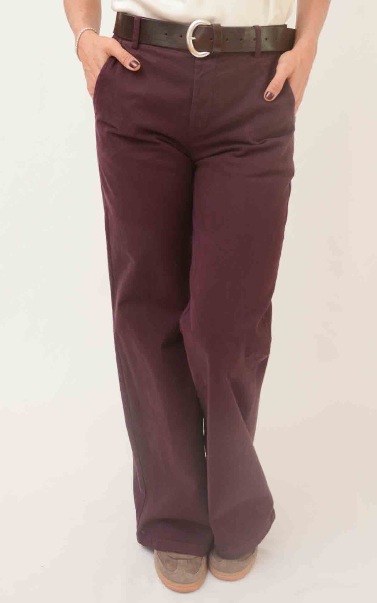 OFF-ON - Pantalone palazzo Betty - BURGUNDY