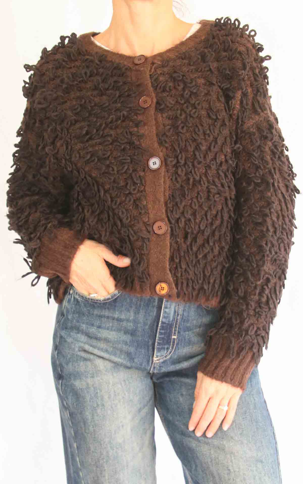 OFF-ON – Cardigan corto pelliccia – MORO