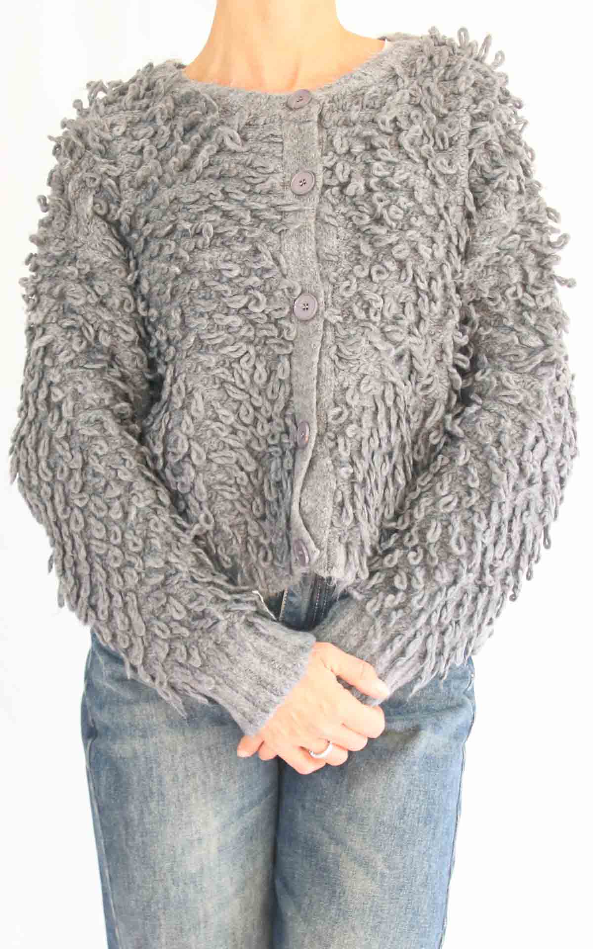 OFF-ON – Cardigan corto pelliccia – GRIGIO