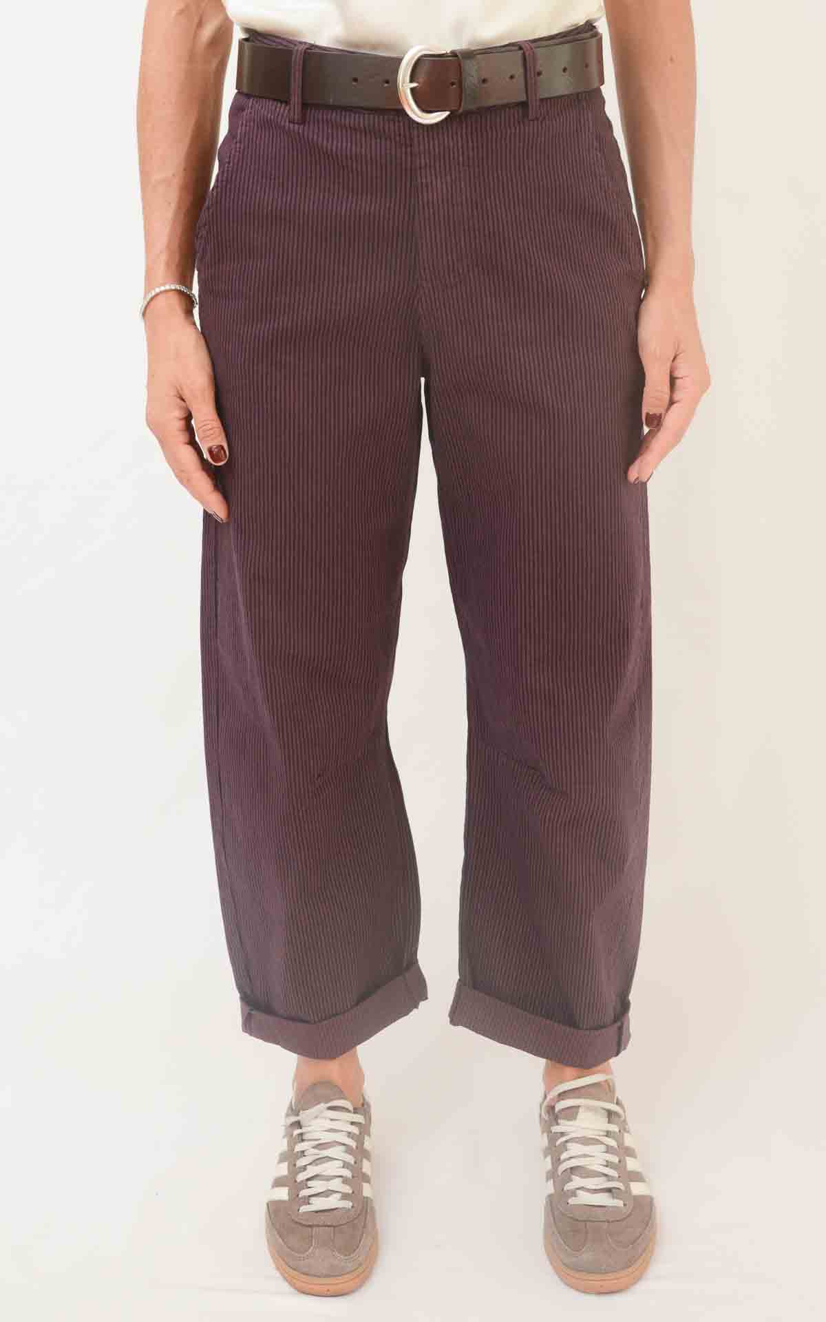 OFF-ON - Boyfriend righe - BURGUNDY