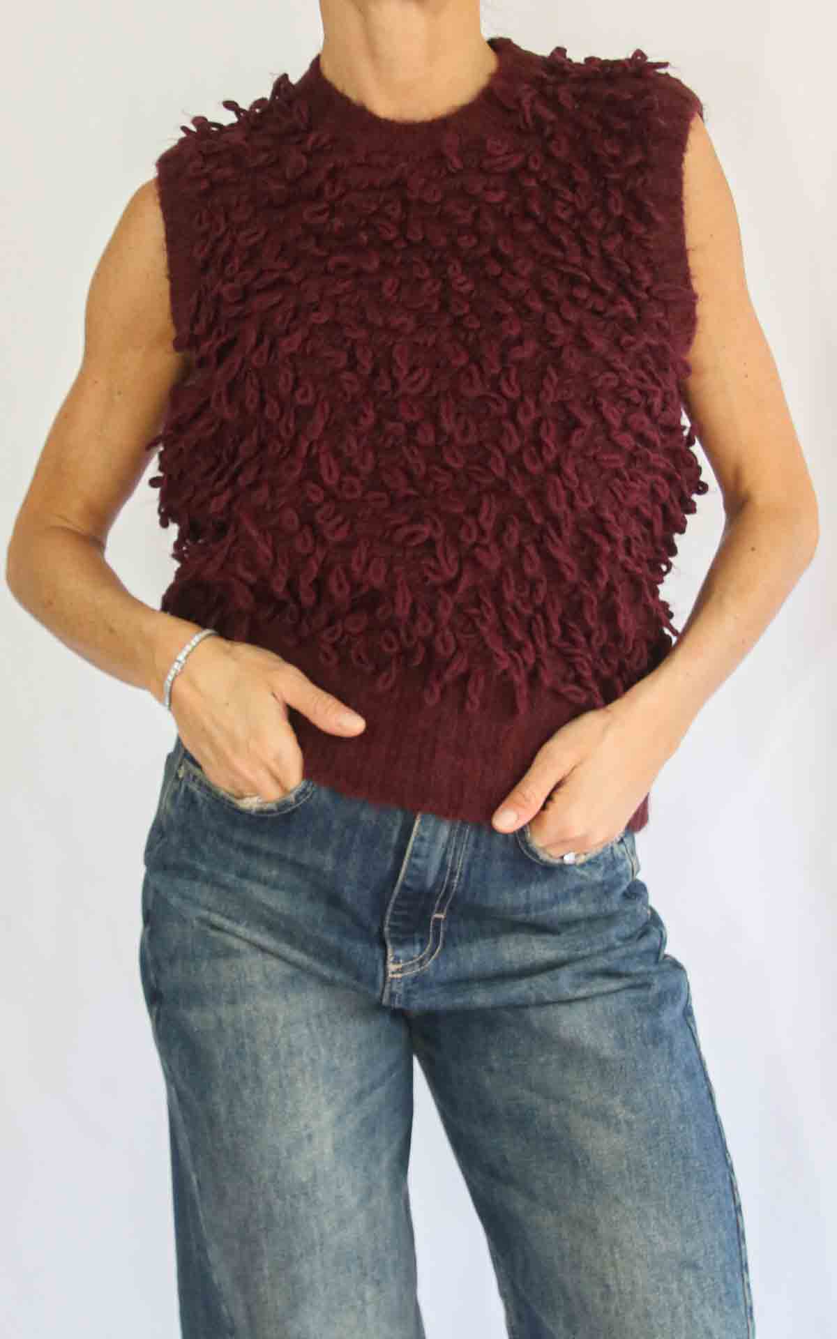 OFF-ON - Gilet pelliccia - BURGOGNA