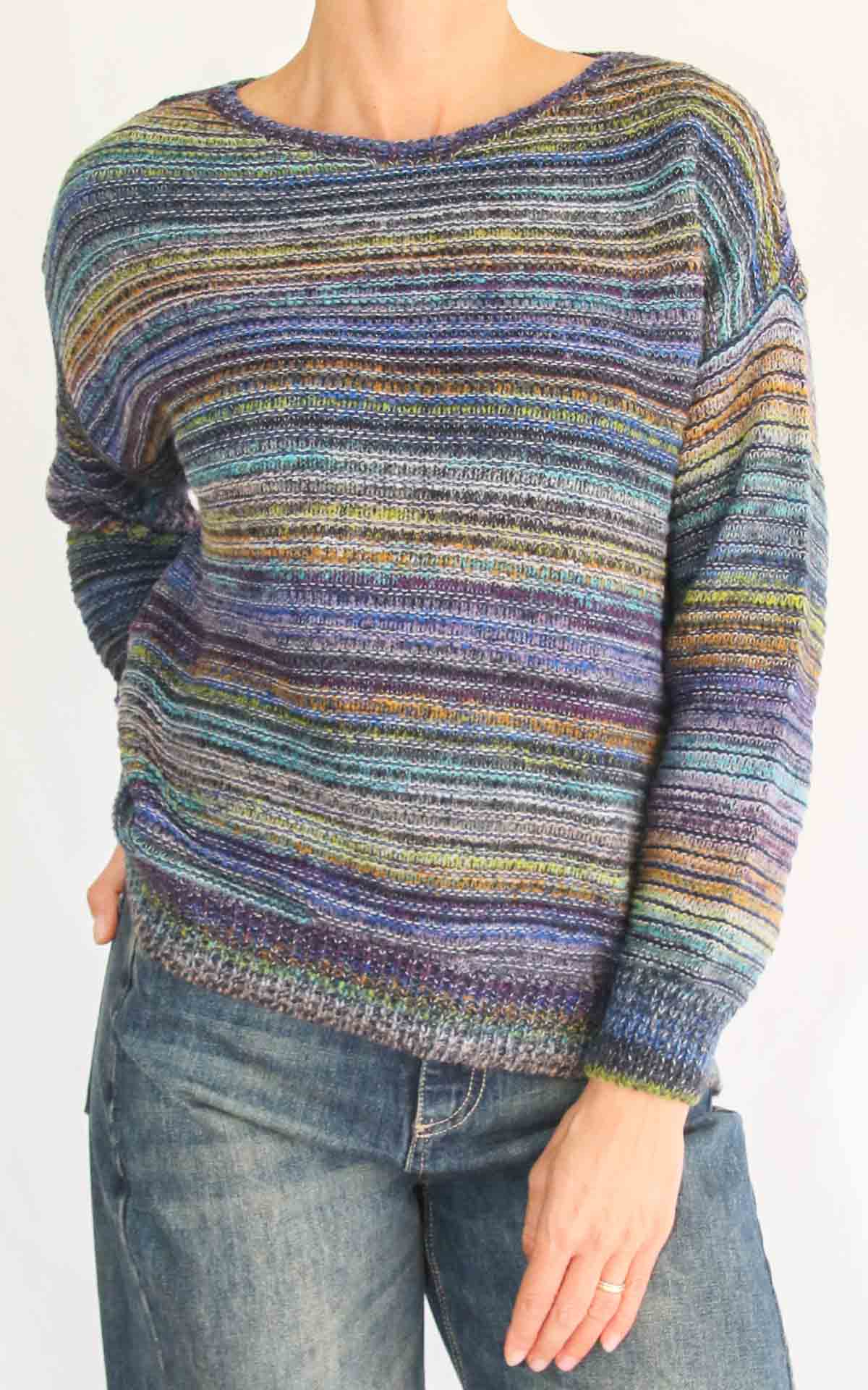 OFF-ON – Maglia con collo multicolor –LILLA/TURCHESE