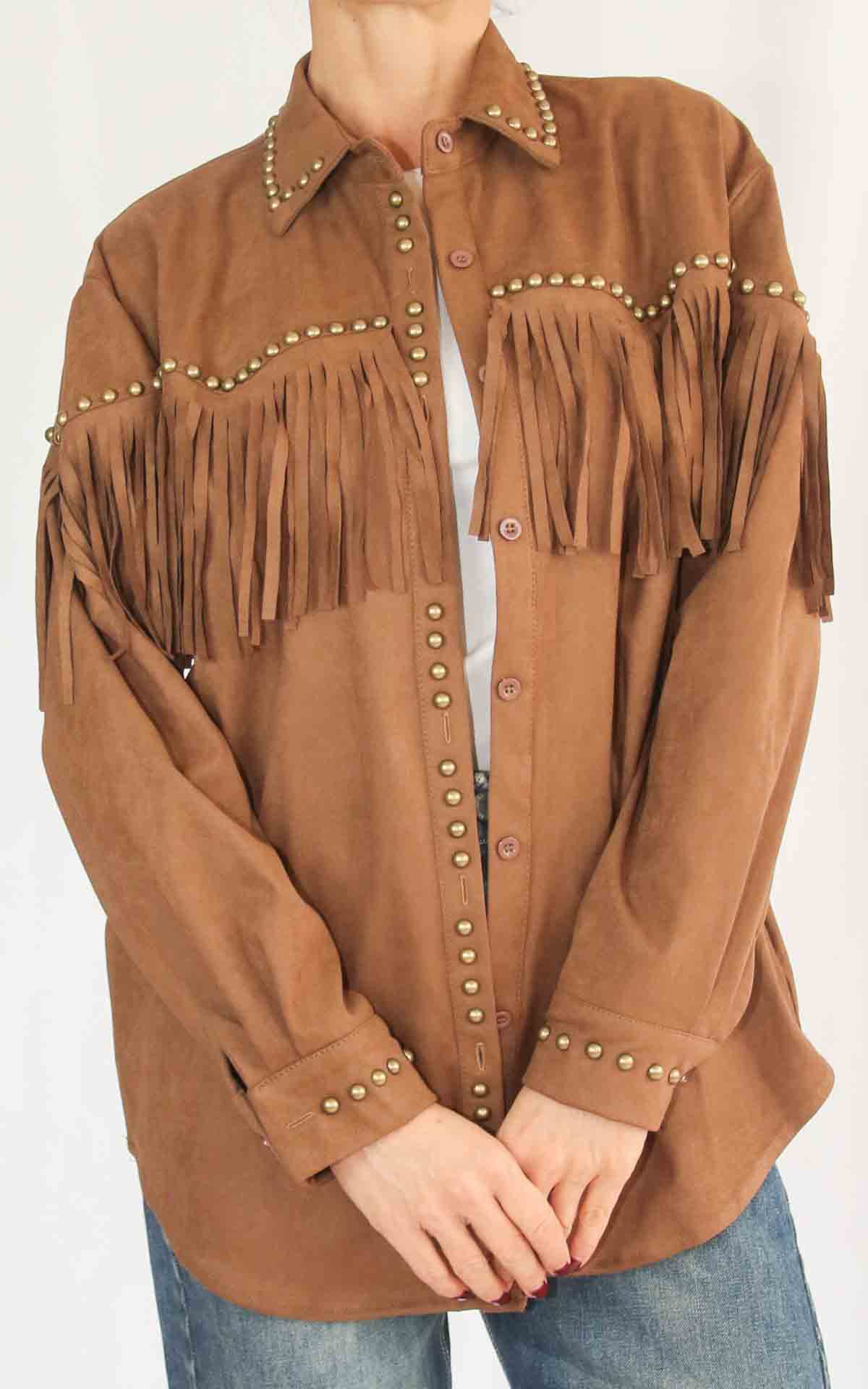 SUSY MIX – Camicia frange – CAMMELLO