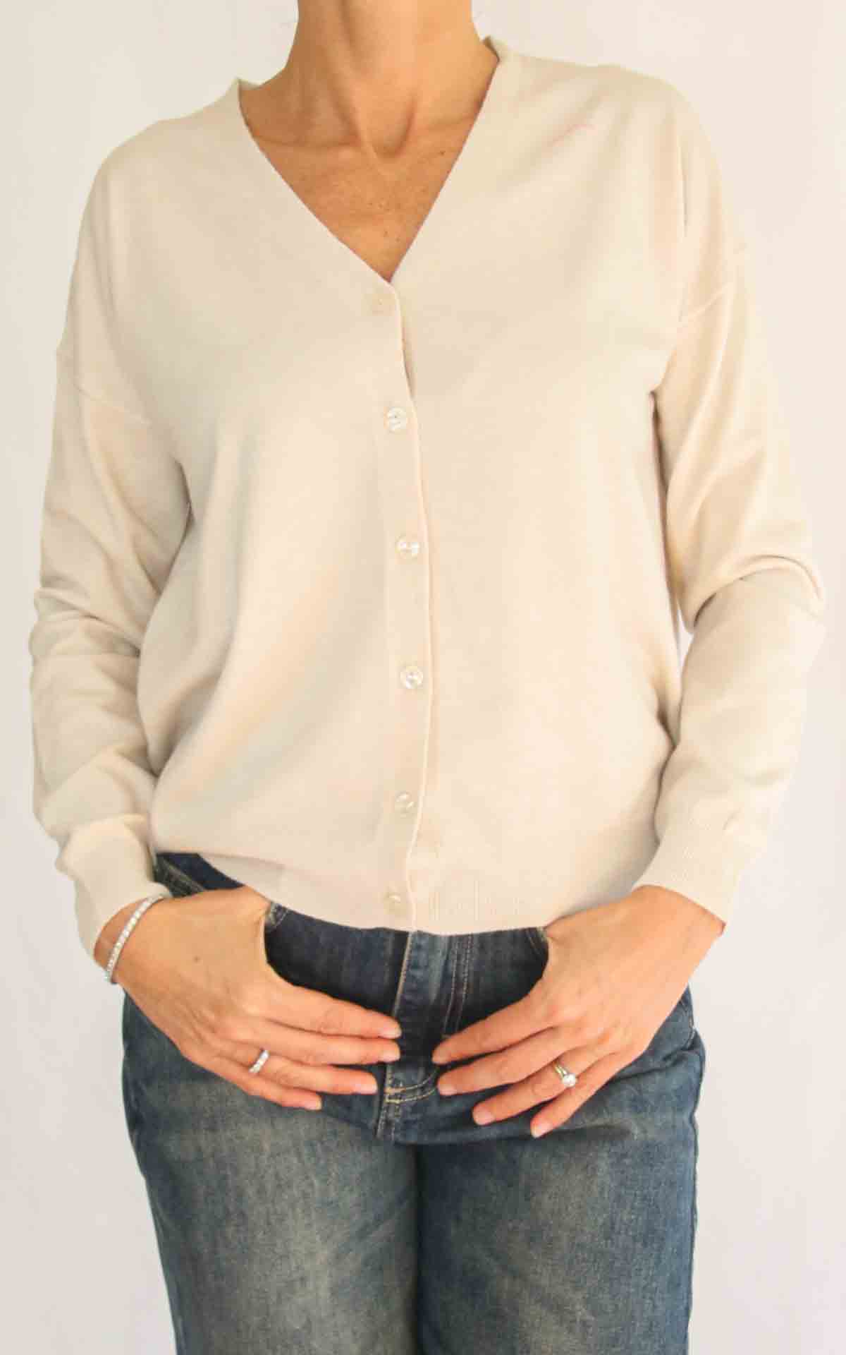 SUSY MIX – Cardigan rasato – CREMA