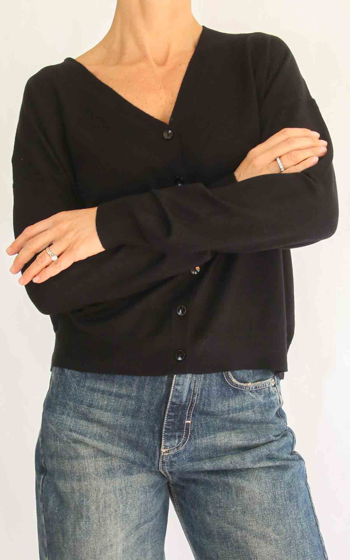 SUSY MIX – Cardigan rasato – NERO