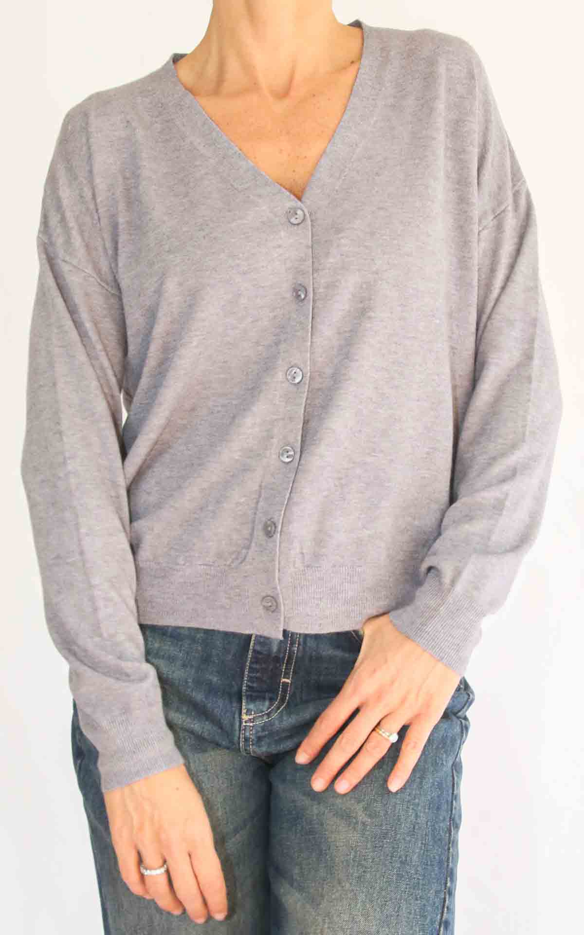 SUSY MIX - Cardigan rasato - GRIGIO