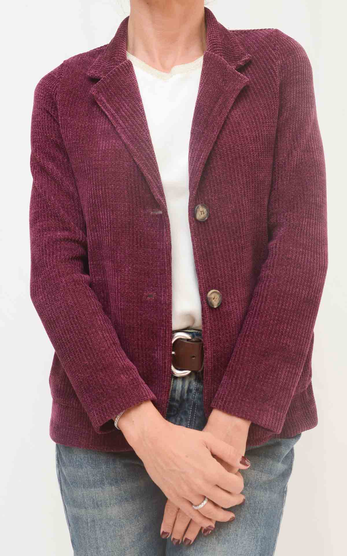 SUSAN DI - Giacca velluto - BURGUNDY
