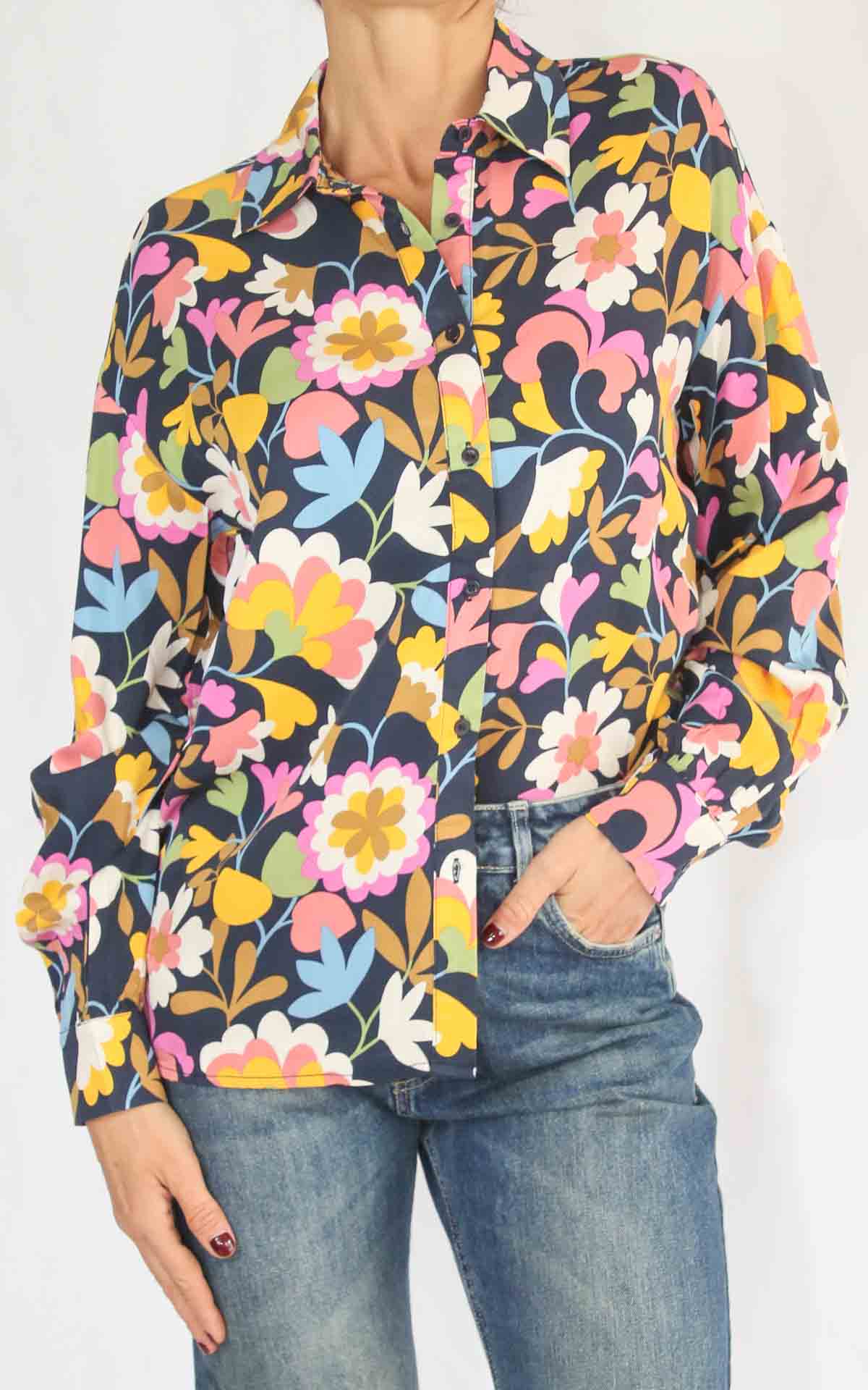 COMPAGNIA FANTASTICA - Camicia floreale - ROSA/GIALLO