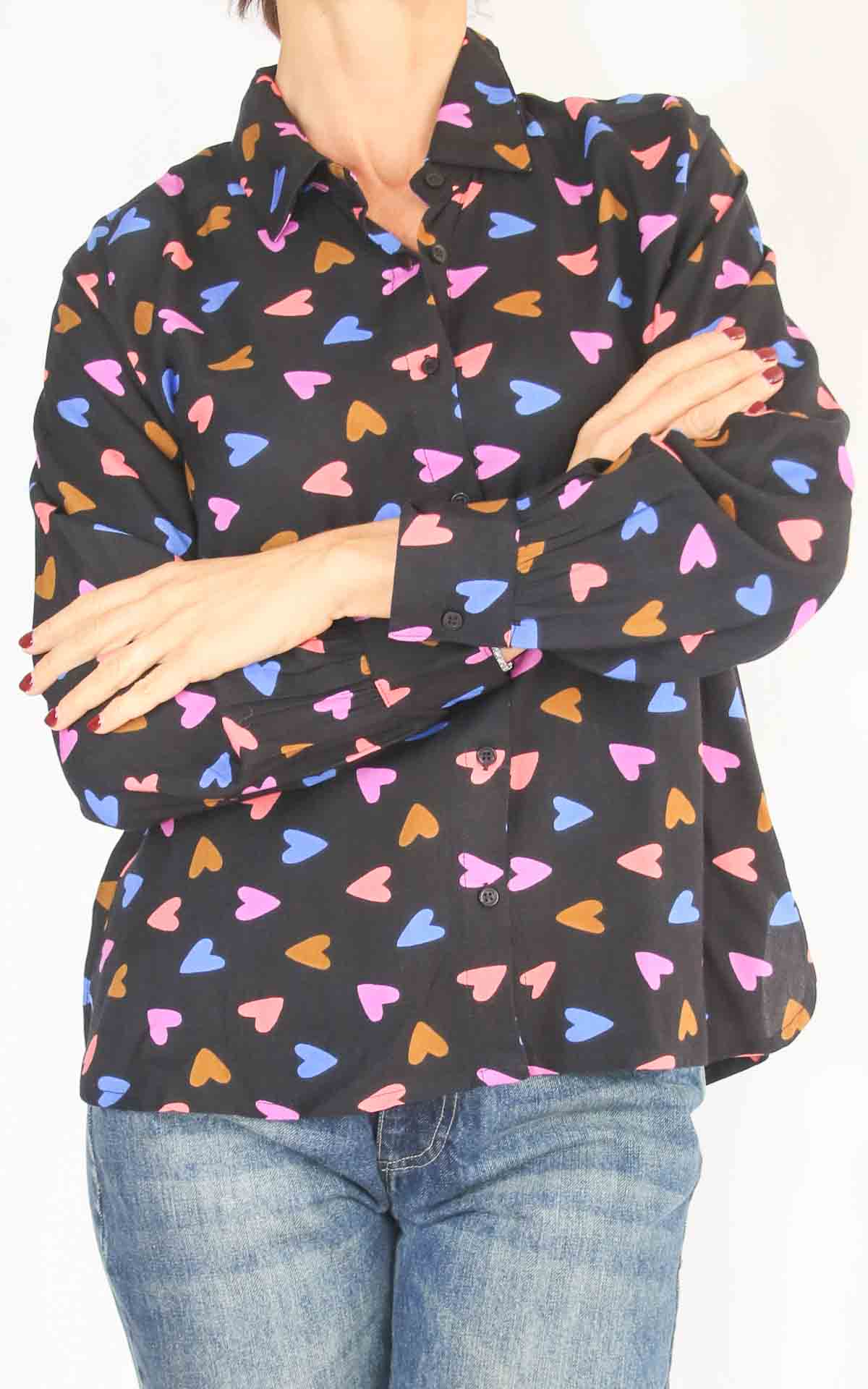 COMPAGNIA FANTASTICA – Camicia cuoricini – NERO/ROSA