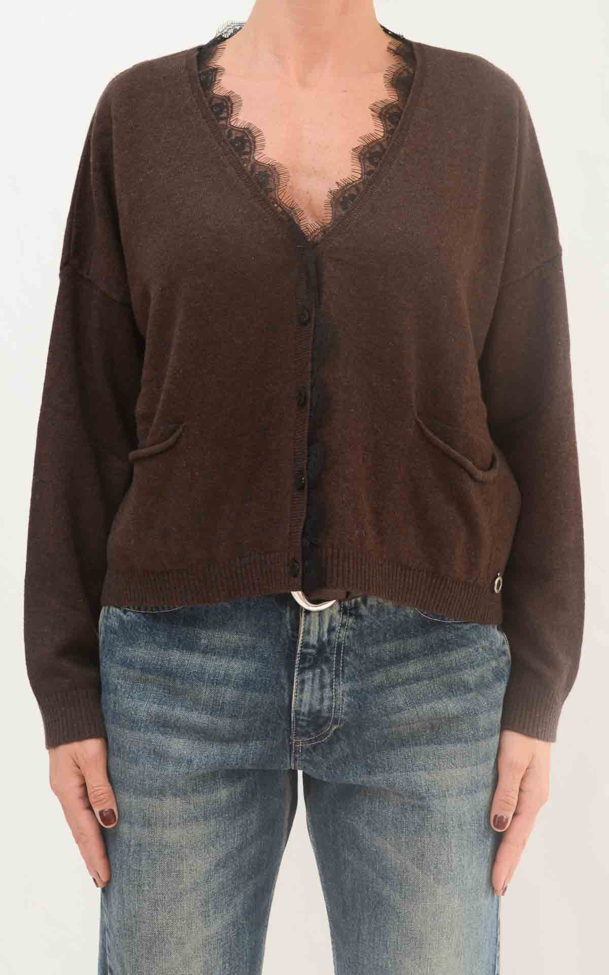 ECO - Cardigan pizzo - MORO