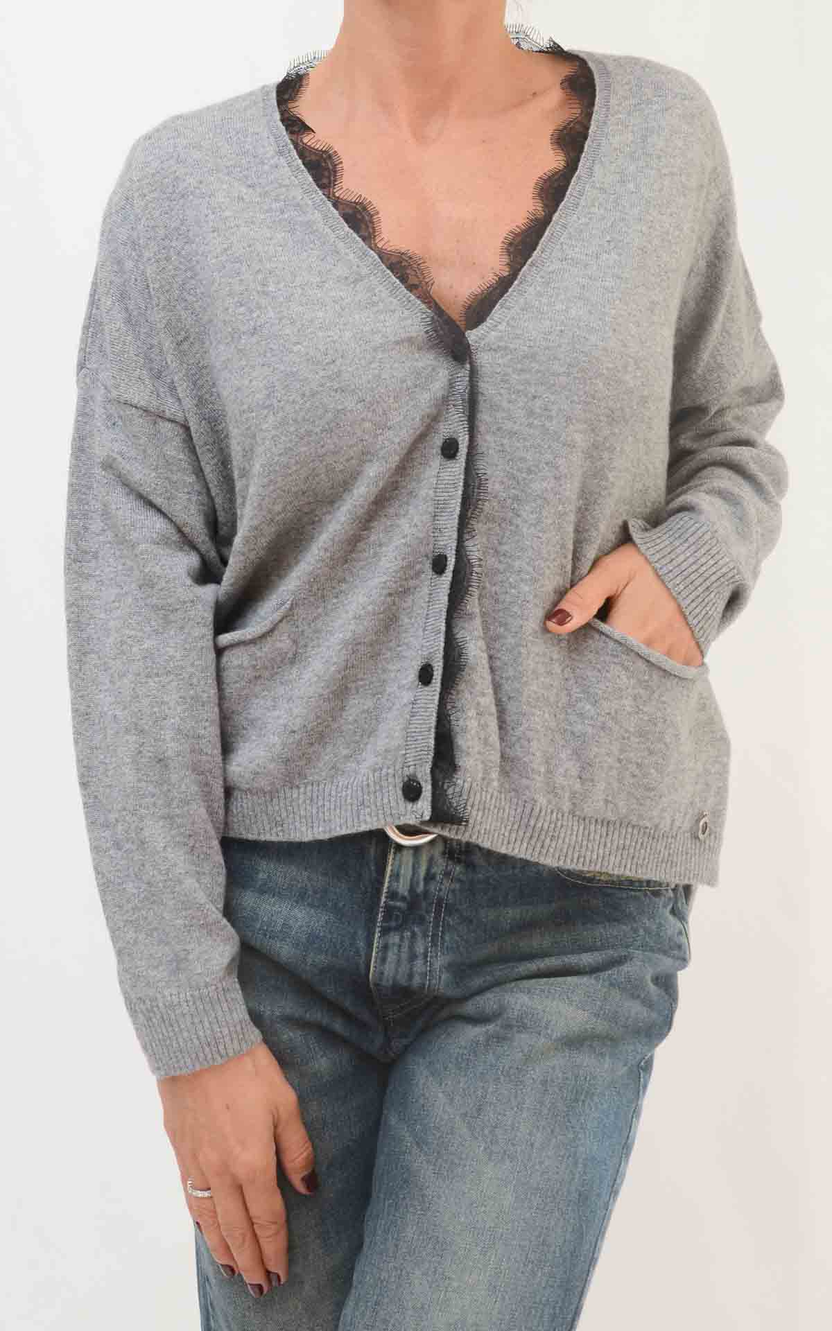 ECO - Cardigan pizzo - GRIGIO