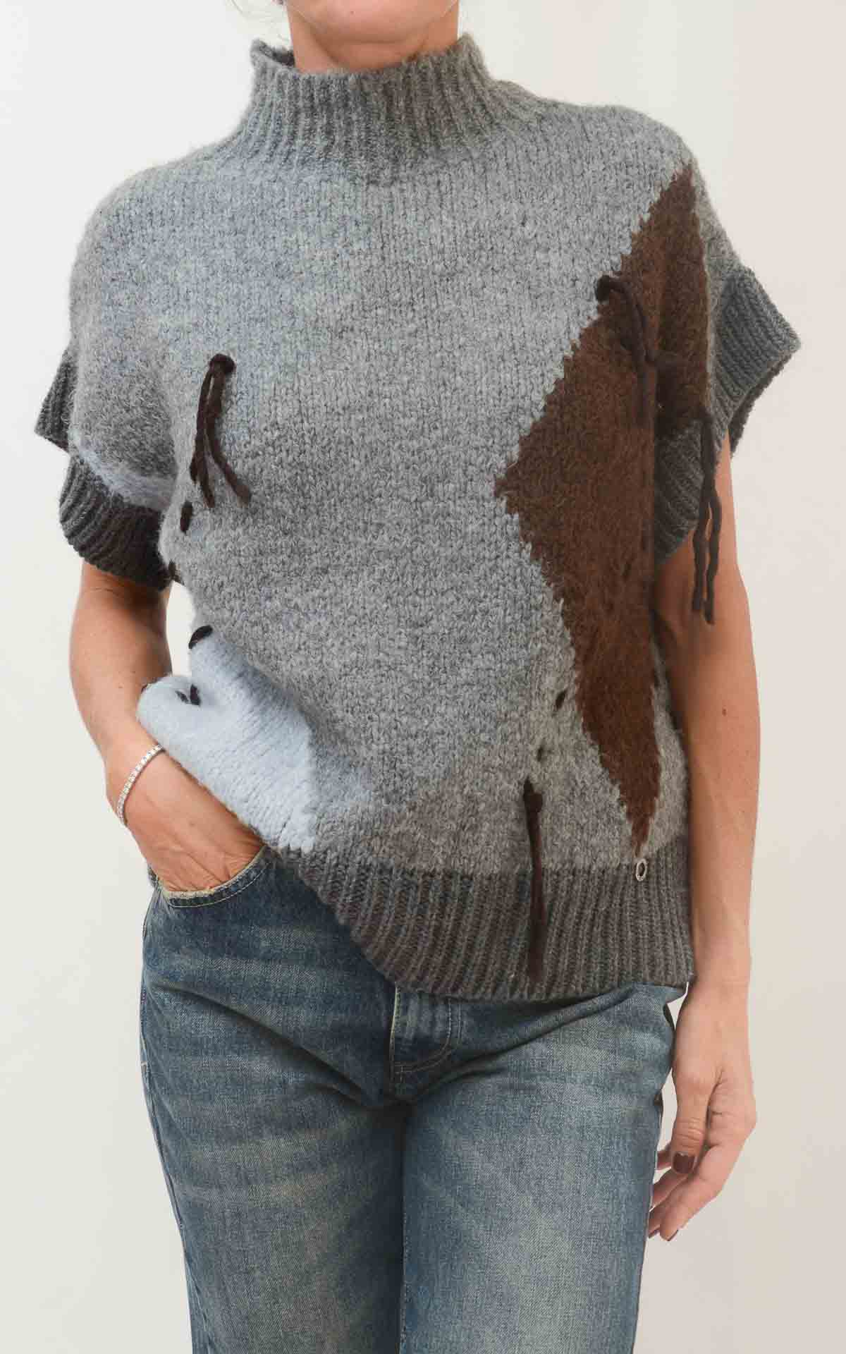 ECO - Gilet intarsio - GRIGIO