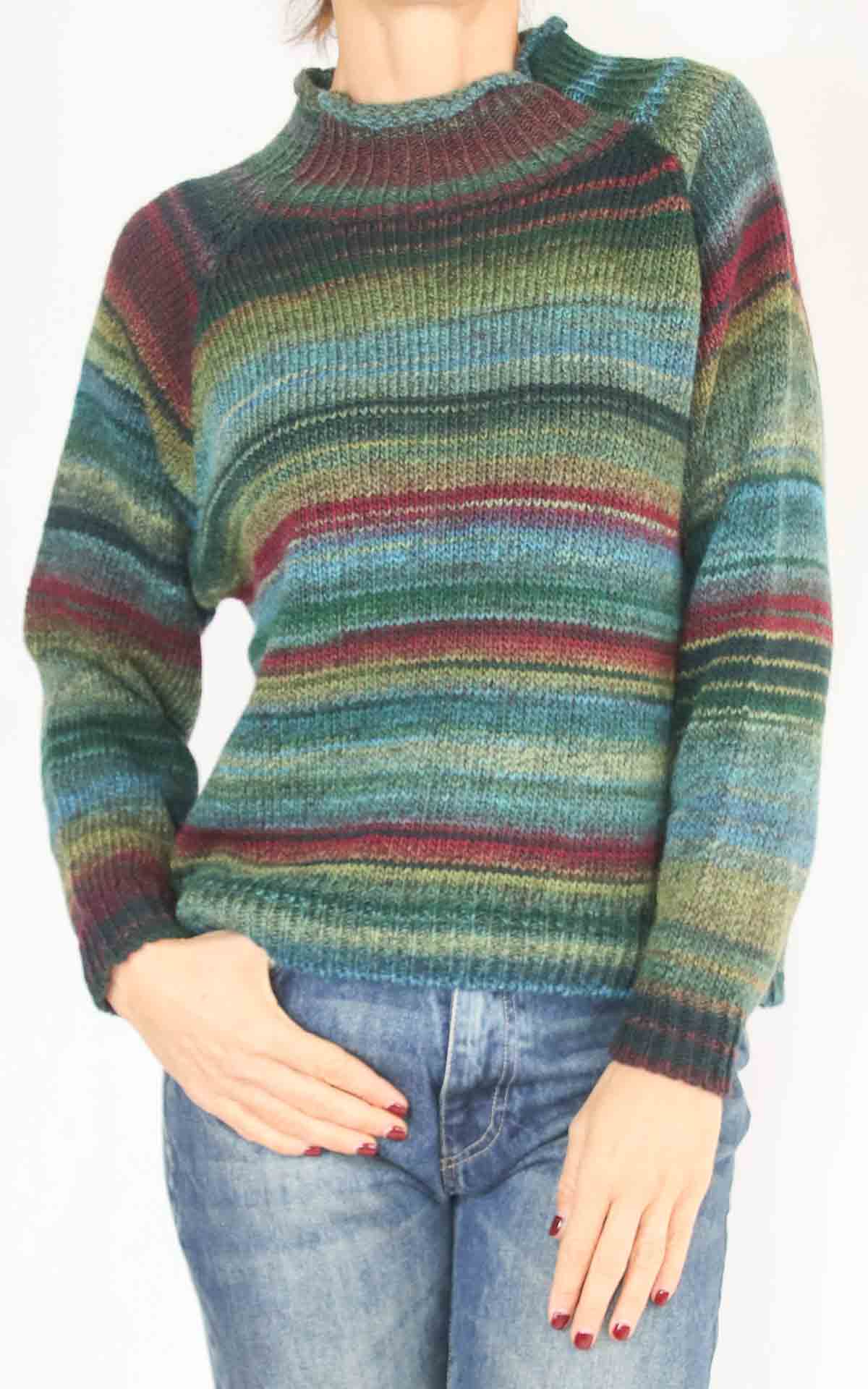 OFF- ON - Maglia multicolor - VERDE/WINE