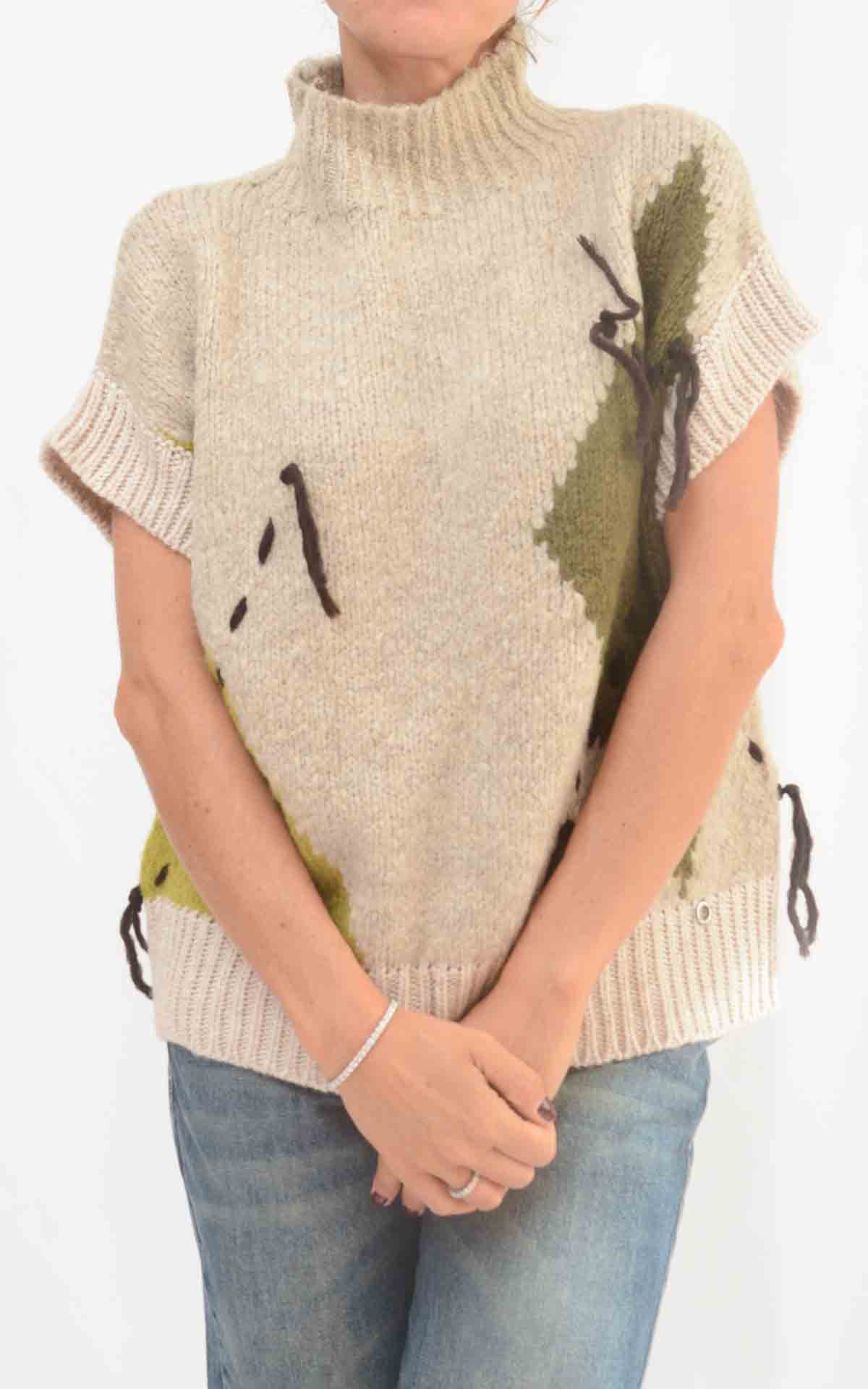ECO - Gilet intarsio - BEIGE