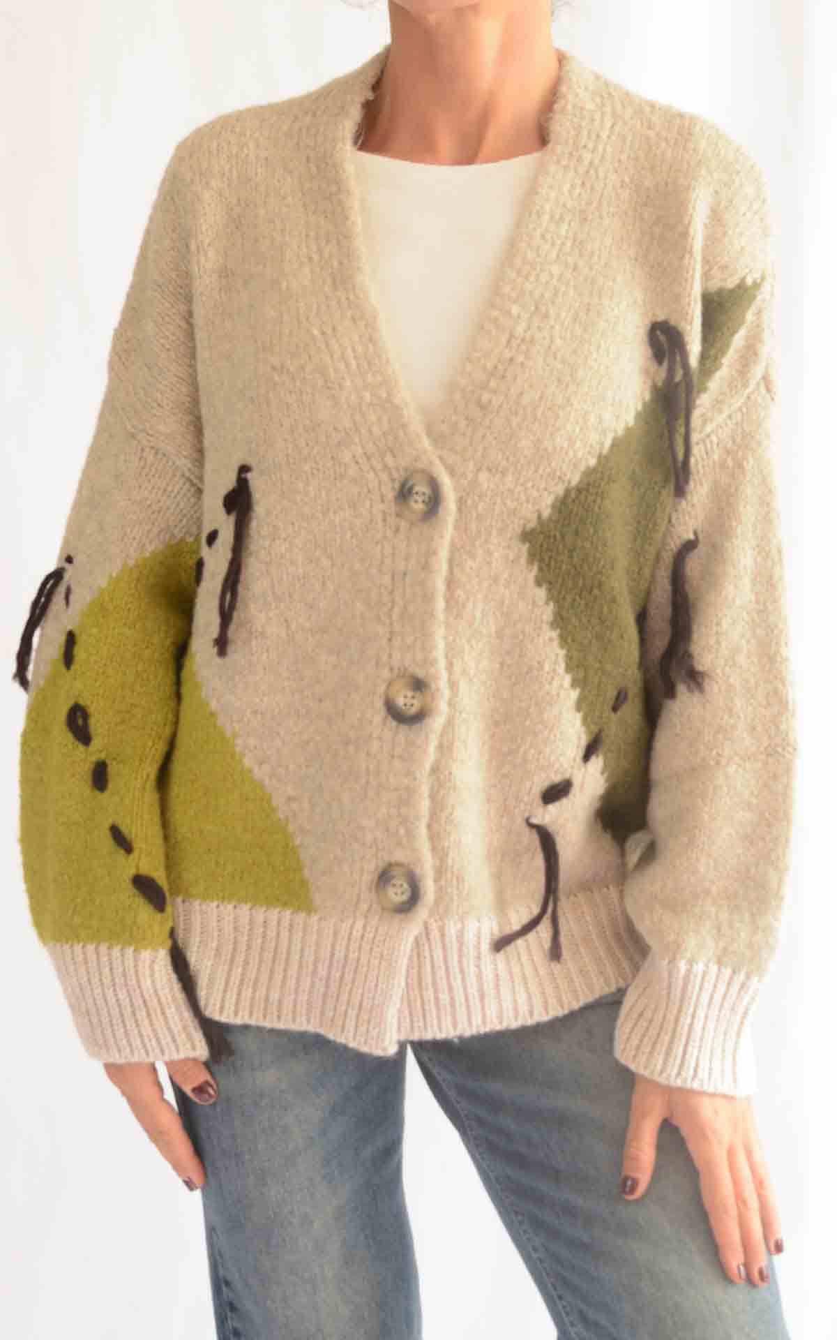 ECO - Cardigan intarsio - BEIGE