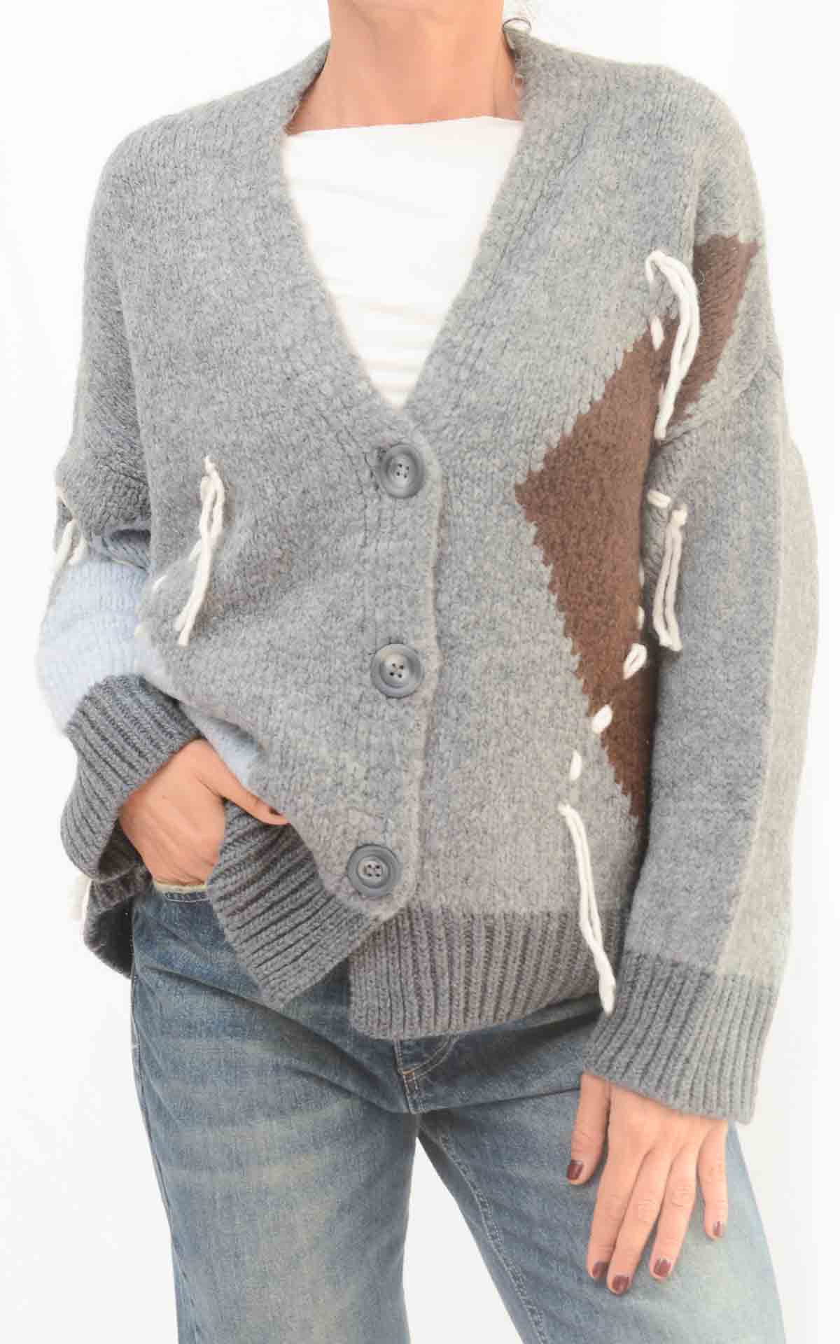 ECO - Cardigan intarsio - GRIGIO