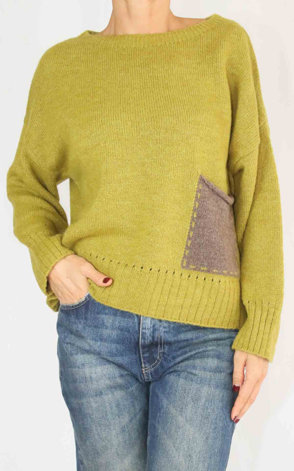 OFF-ON - Maglia con tasca - VERDE ACIDO
