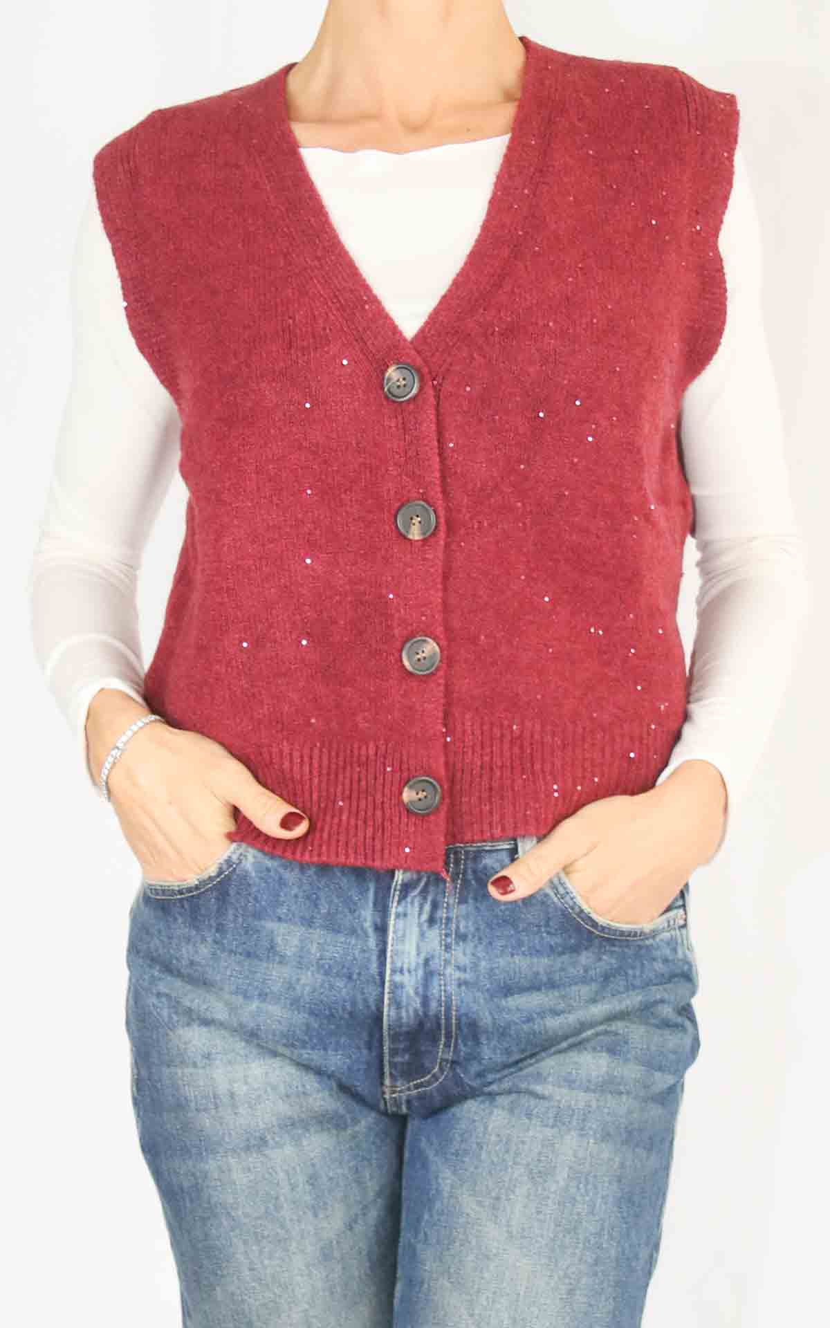 SUSY MIX – Gilet paillettes- BORDEAUX
