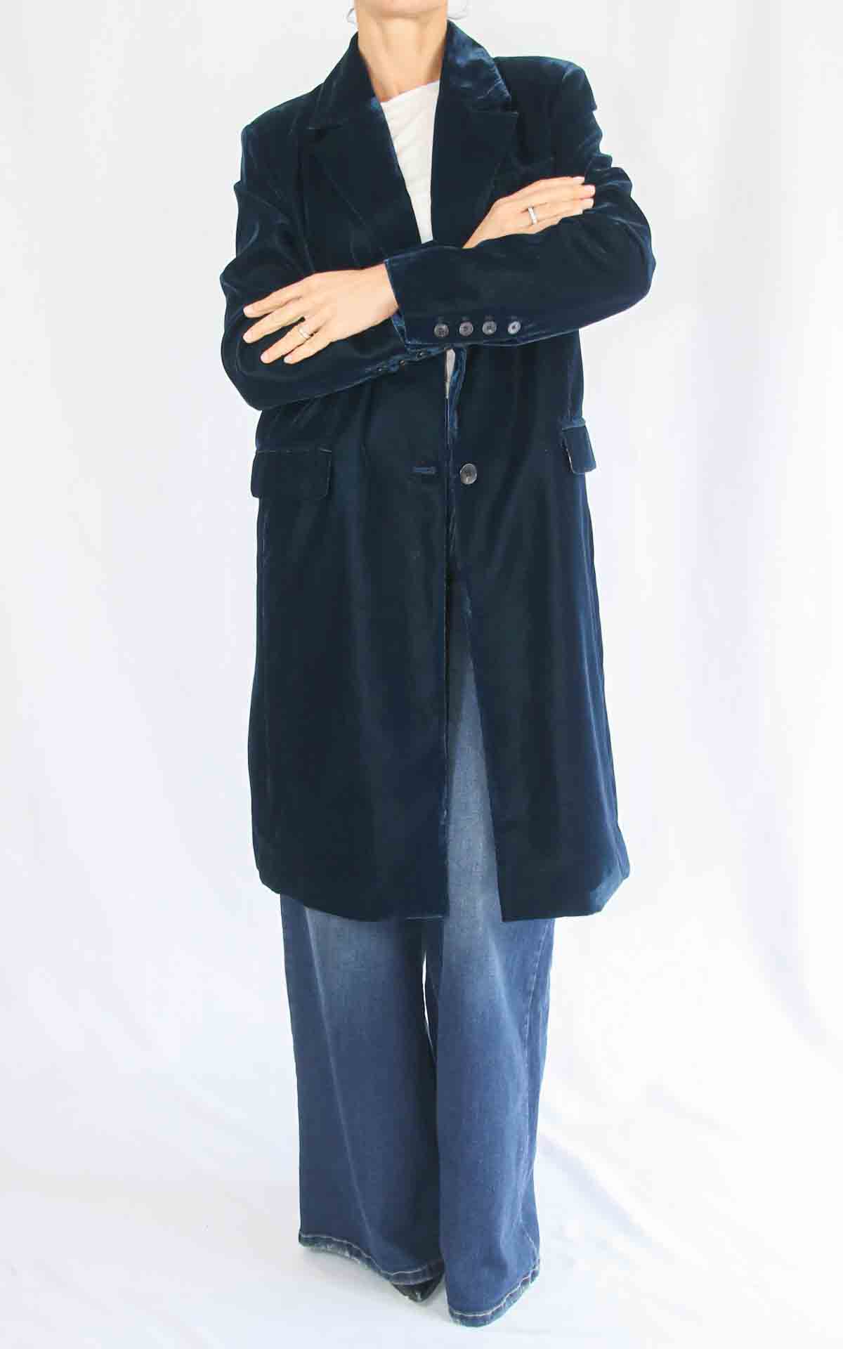 WU'SIDE - Spolverino velluto - BLU