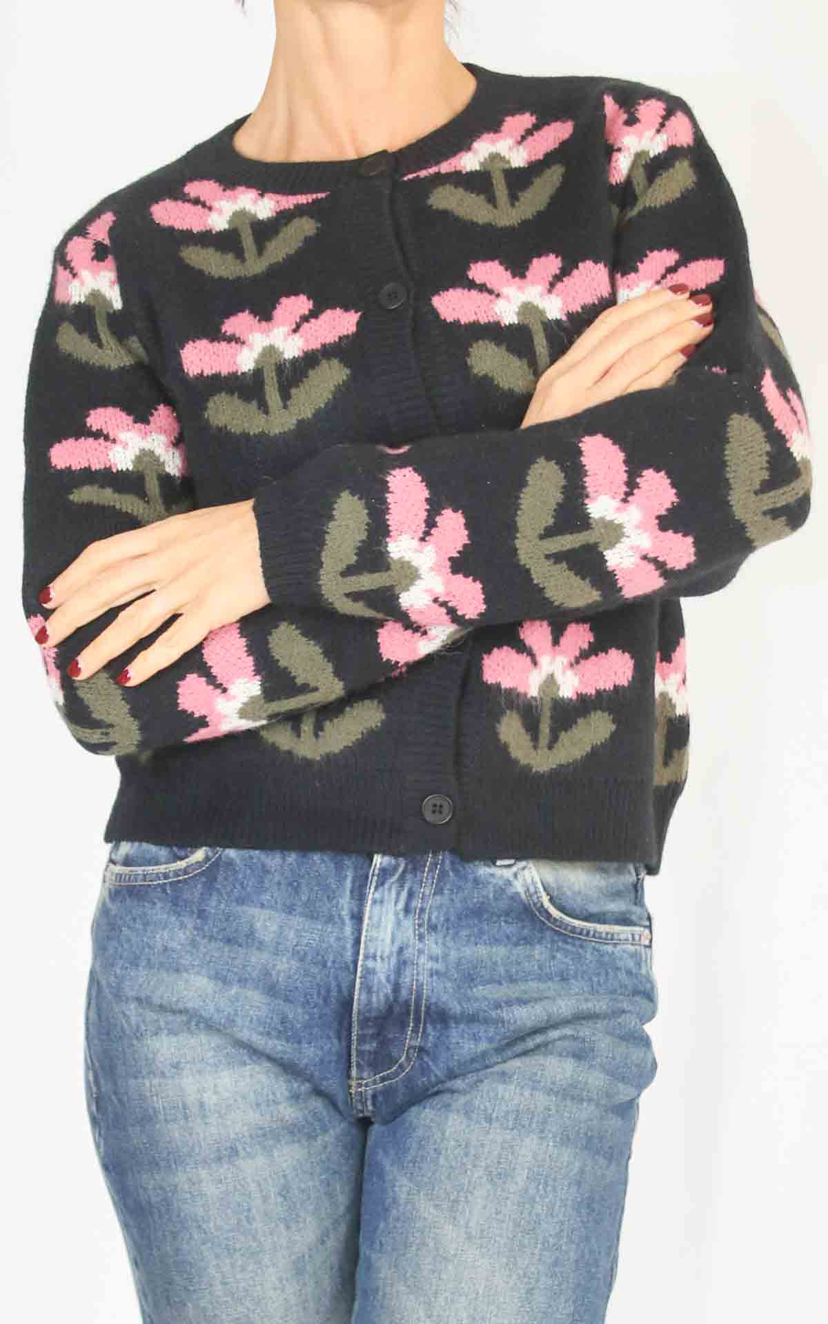 COMPANIA FANTASTICA – Cardigan fiori – VERDE/ROSA