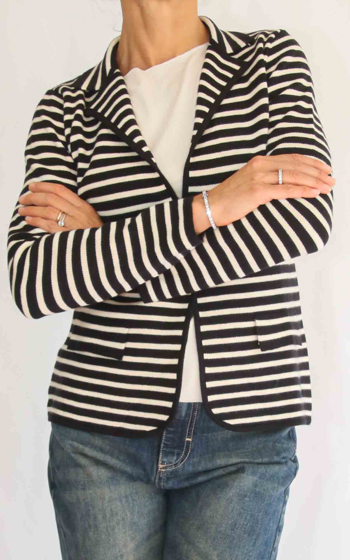 SUSY MIX - Giacchina rigata - NERO