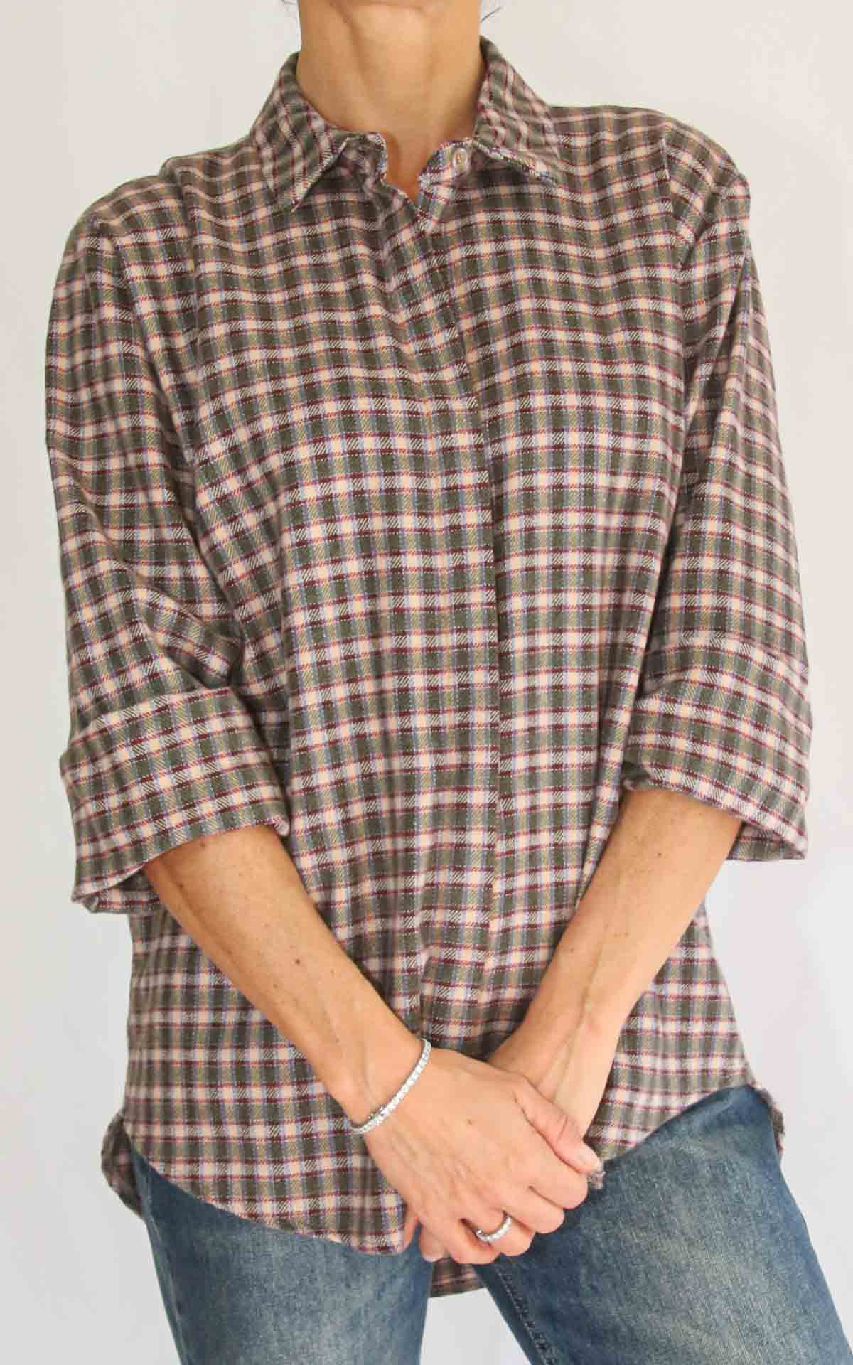 OFF-ON – Camicia madras – VERDE MILITARE
