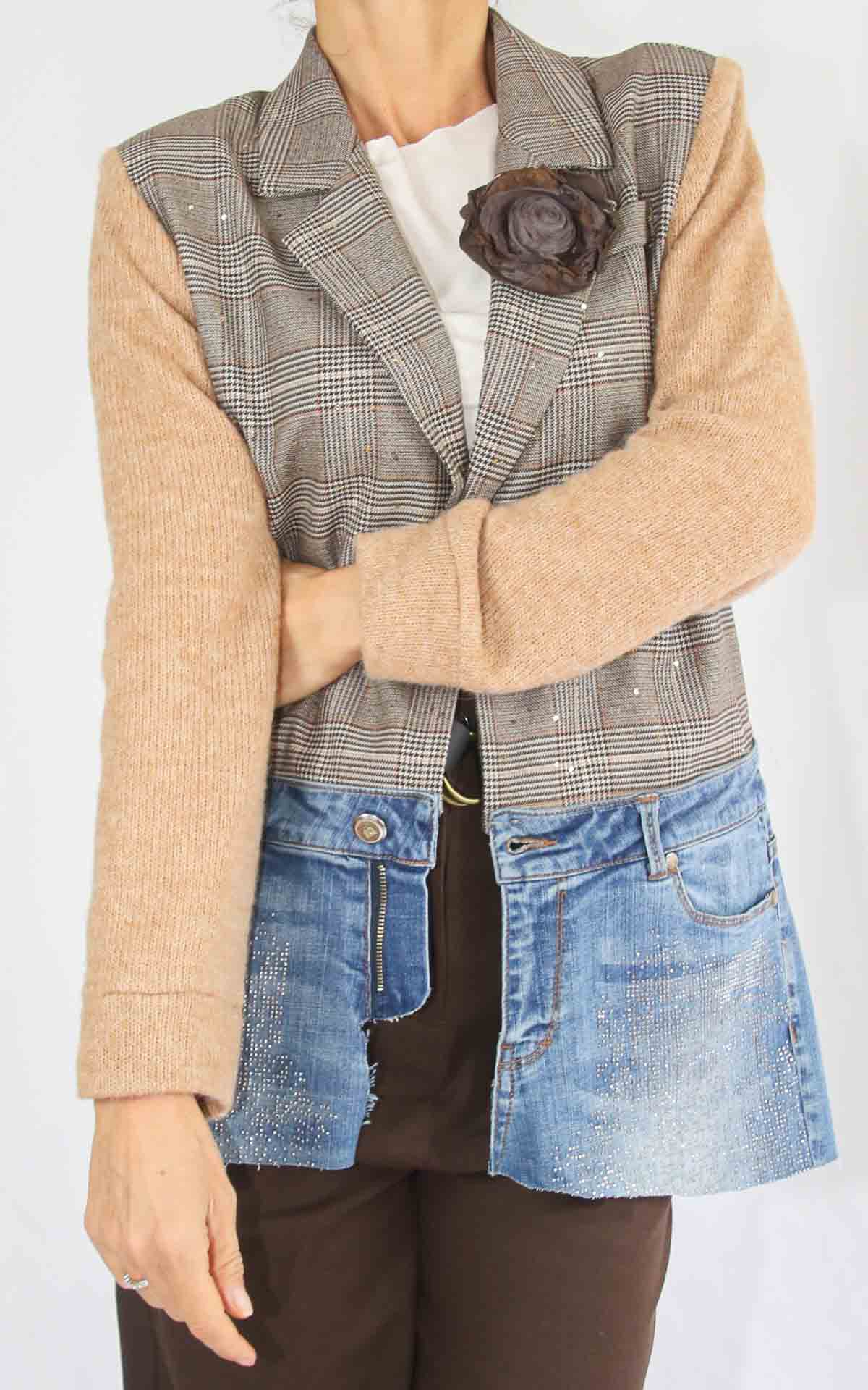 SUSY MIX - Giacca check - CAMMELLO