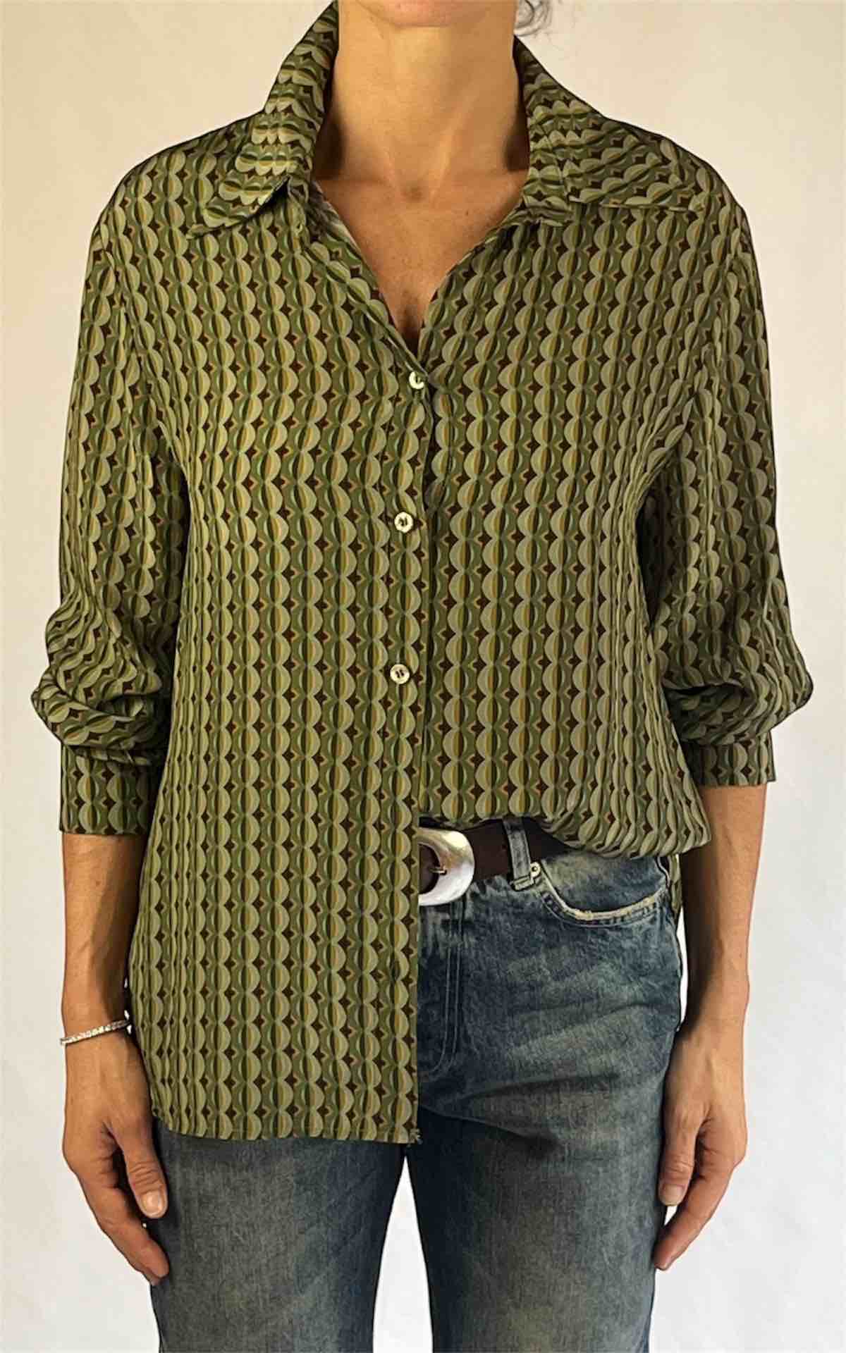 INITIAL - Camicia viscosa LIA - VERDE