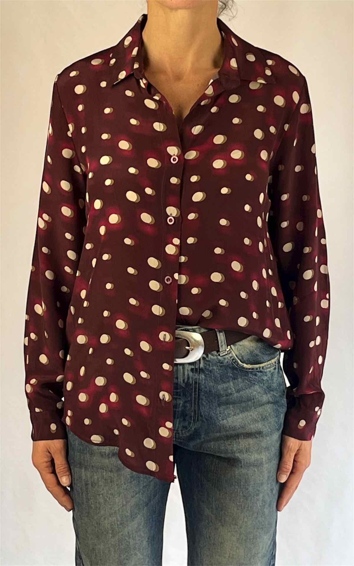 OFF-ON - Camicia viscosa fantasia POIS - BORGOGNA