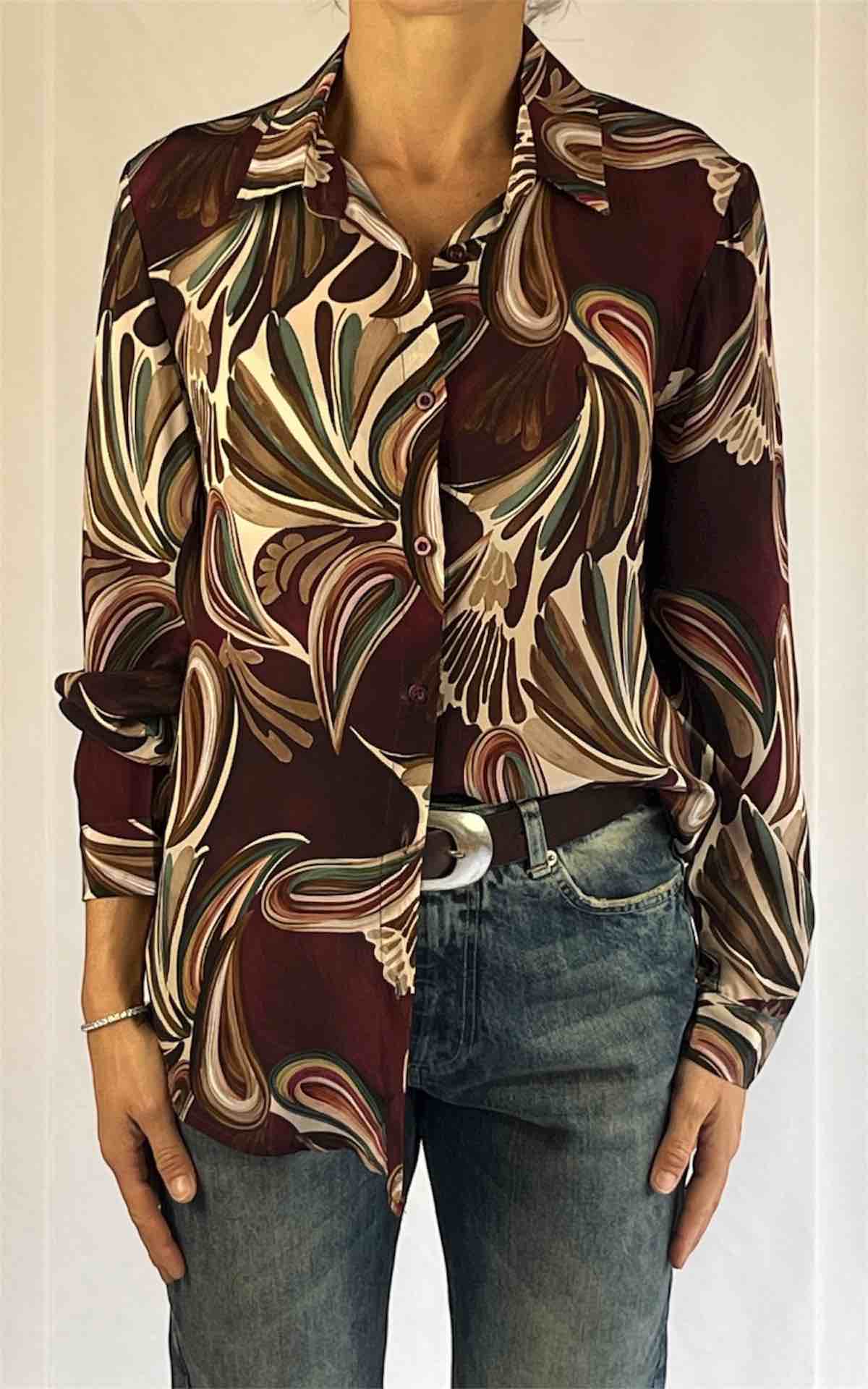 OFF-ON - Camicia viscosa fantasia - BORGOGNA