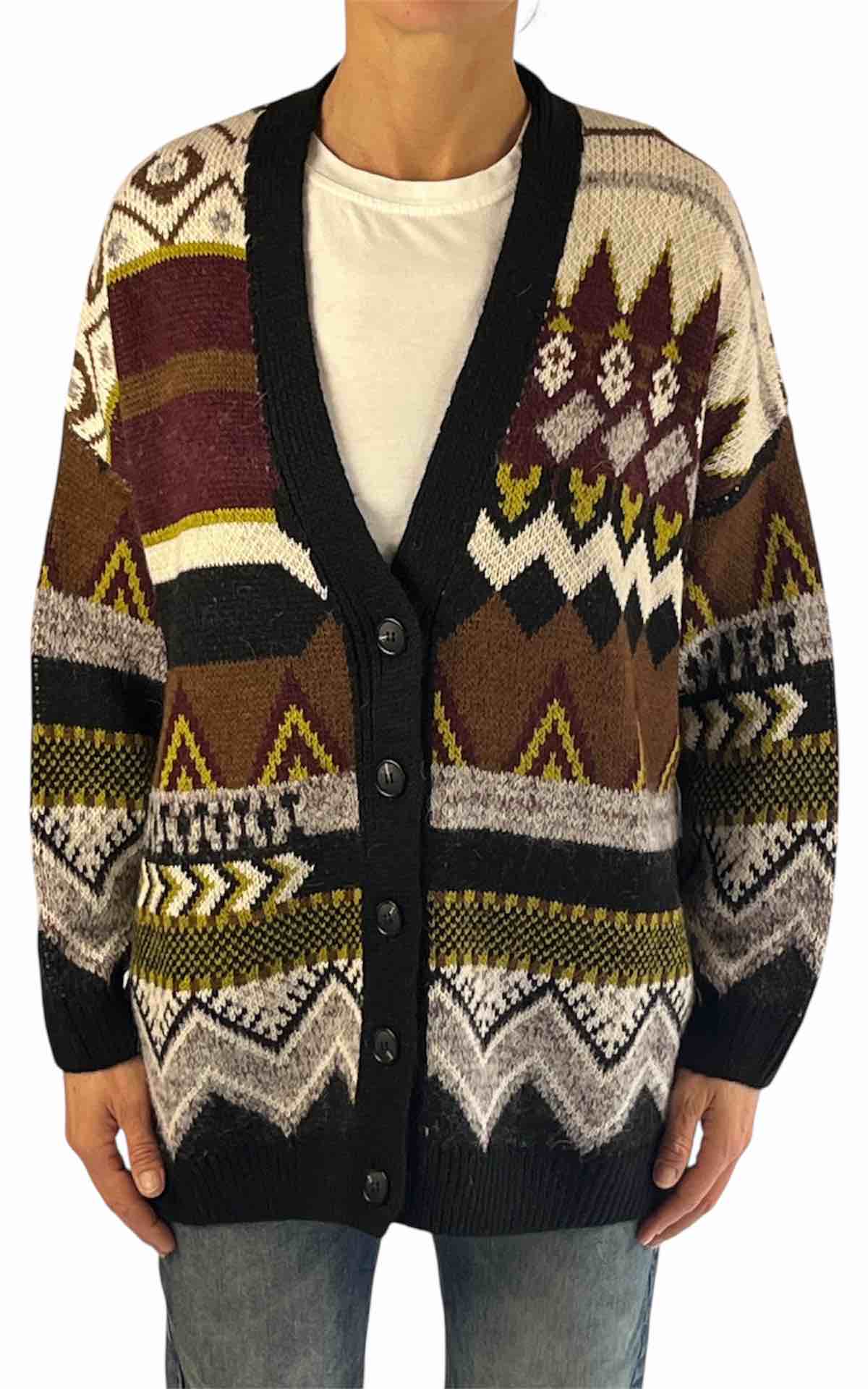 OFF-ON - Cardigan fantasia - BURGUNDY