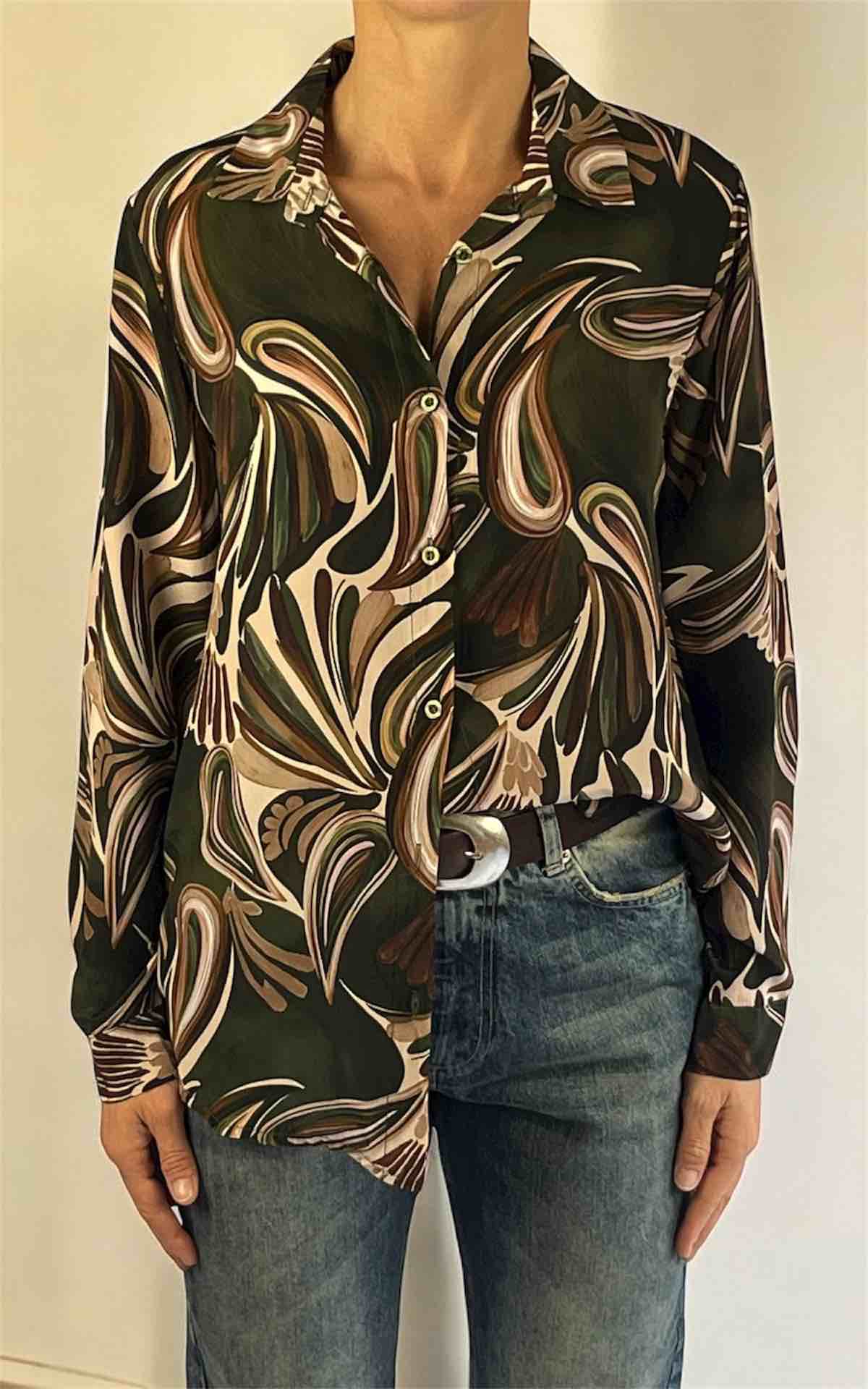 OFF-ON - Camicia viscosa fantasia - VERDE