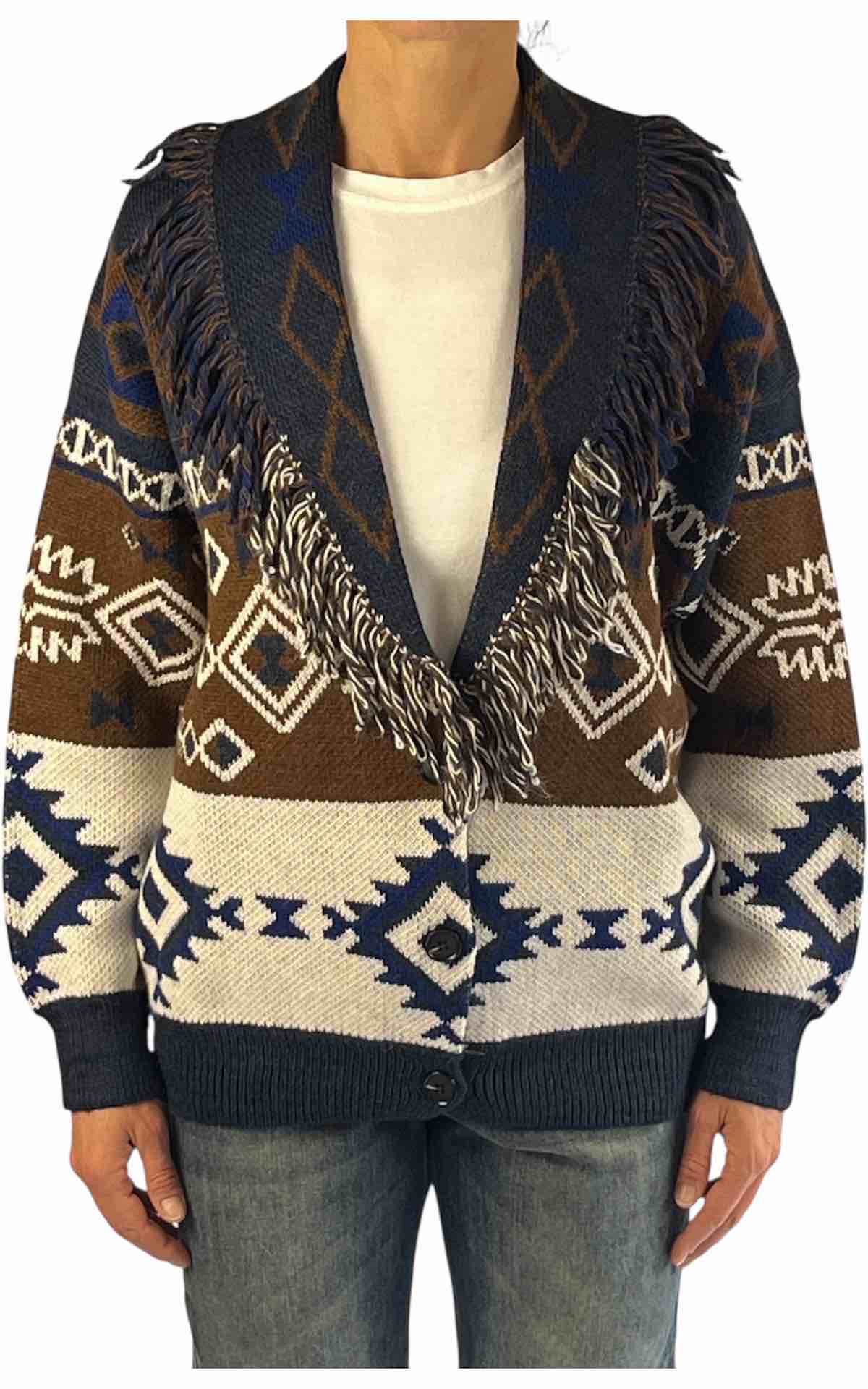 OFF-ON – Cardigan frange – BLU