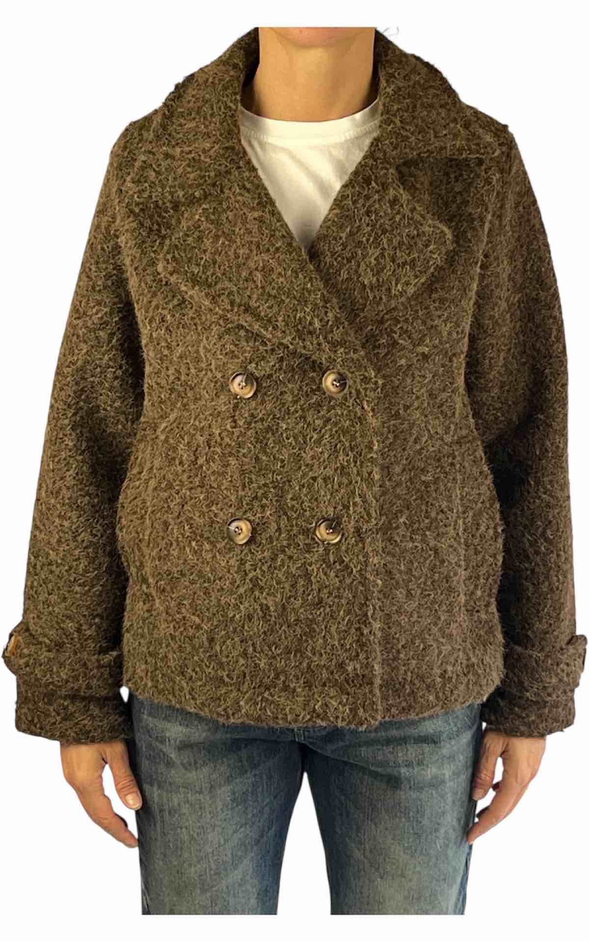 OFF-ON – Cappotto corto bouclé - CIOCCOLATO
