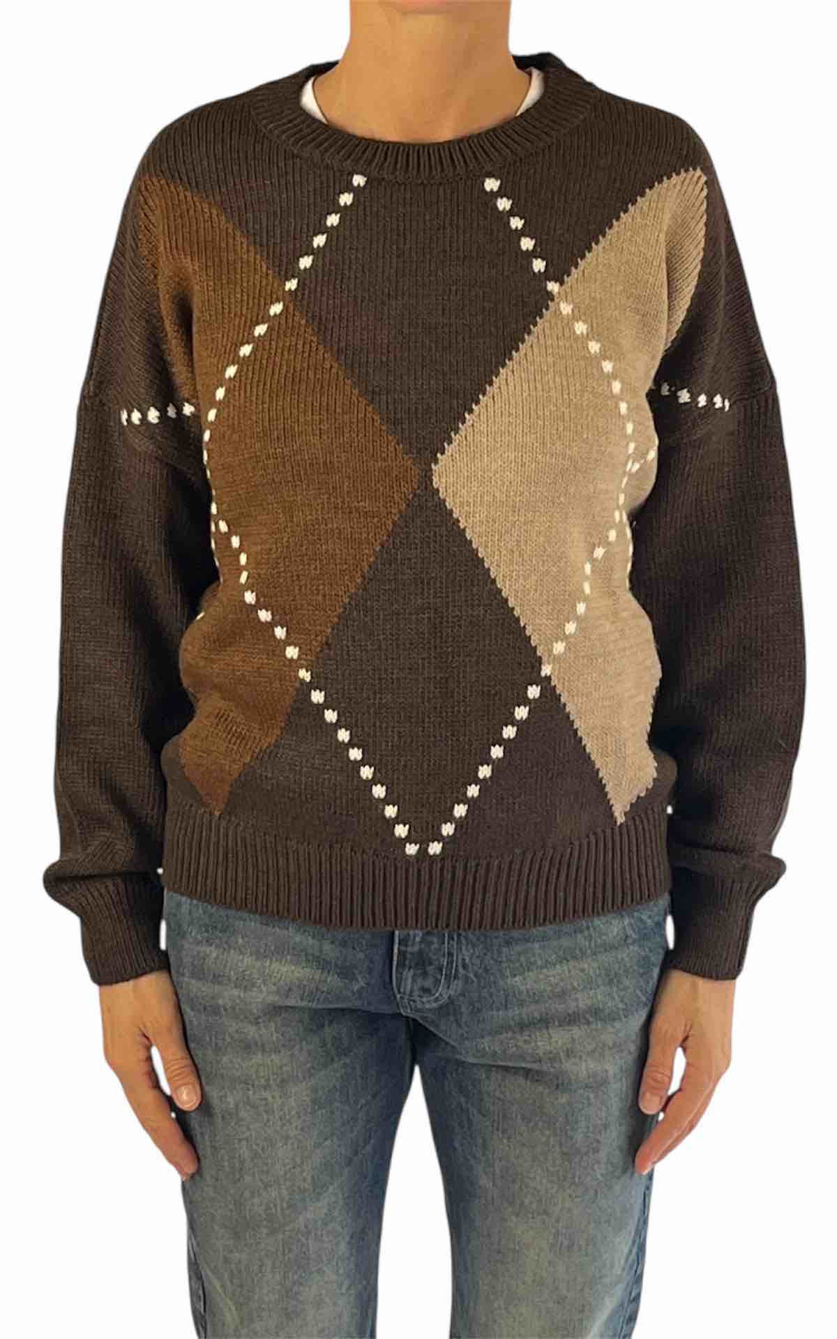 OFF-ON - Maglia rombi - MORO