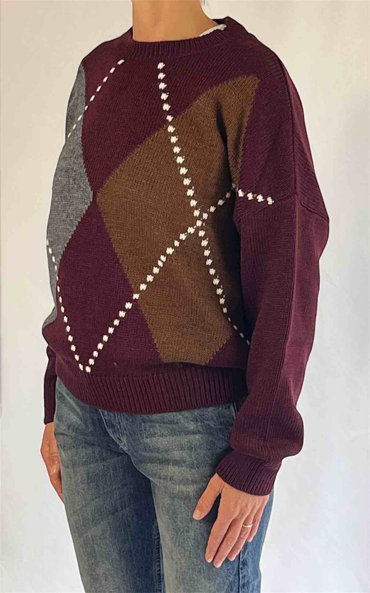 OFF-ON - Maglia rombi - BORGOGNA