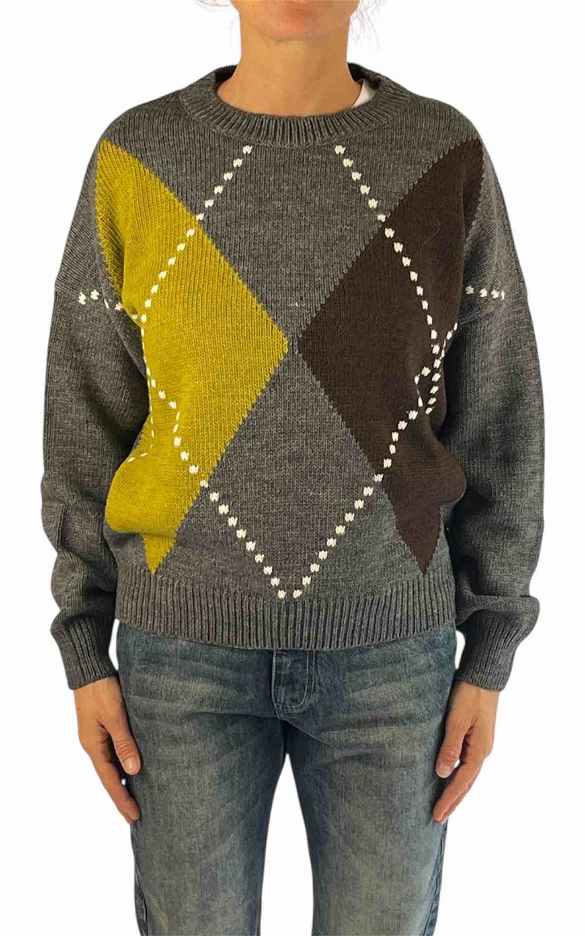 OFF-ON - Maglia rombi - GRIGIO