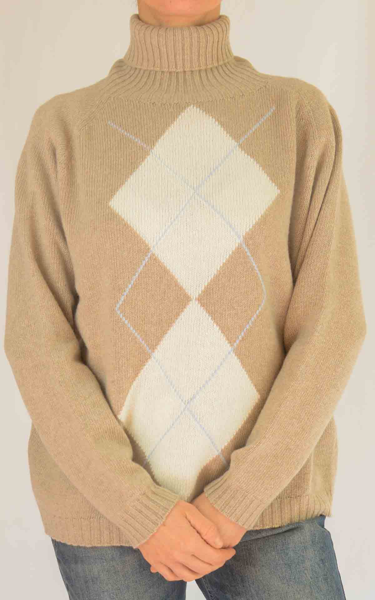 SUSYMIX - Maglia rombi collo alto - FANGO