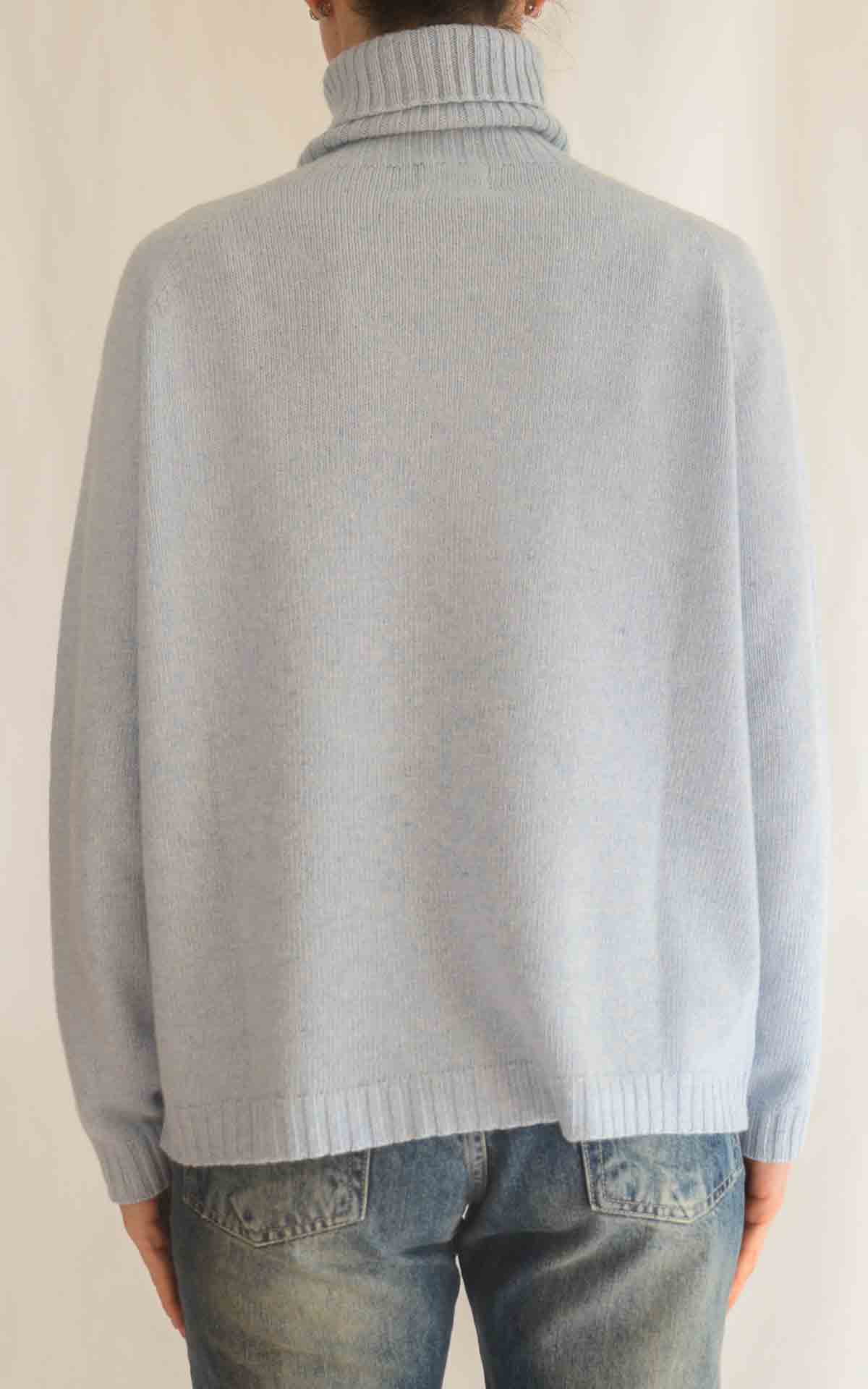 SUSYMIX - Maglia rombi collo alto - CELESTE