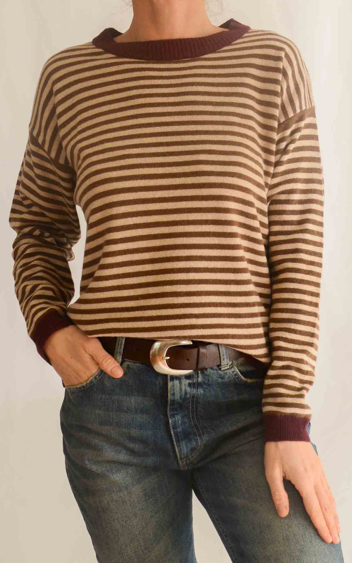 SUSYMIX – Maglia rigata cashmere – VINO