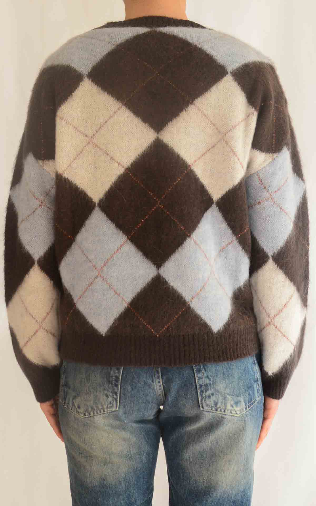 OFF-ON – Maglia rombi garzata – CELESTE/MORO