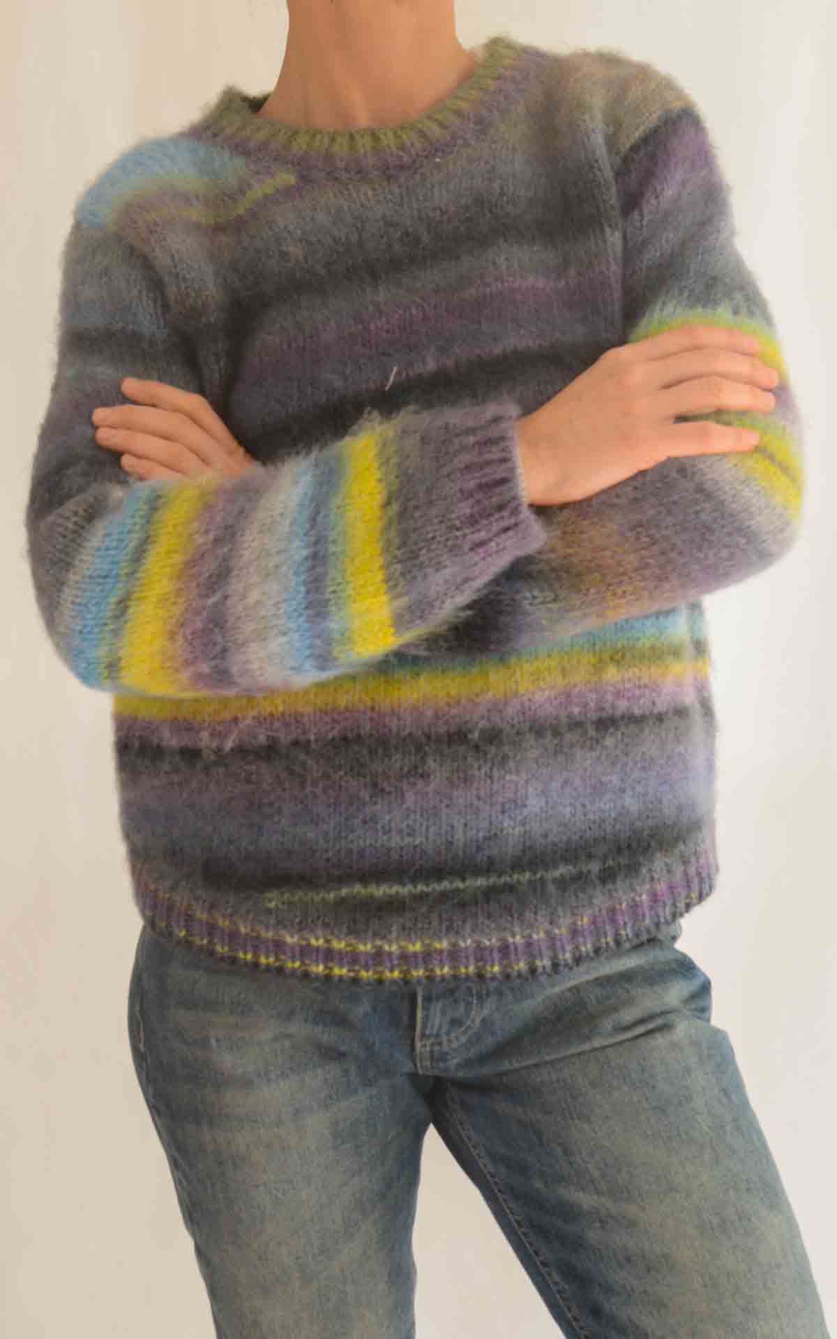 SUSYMIX – Maglia garzata multicolor –TURCHESE/GIALLO