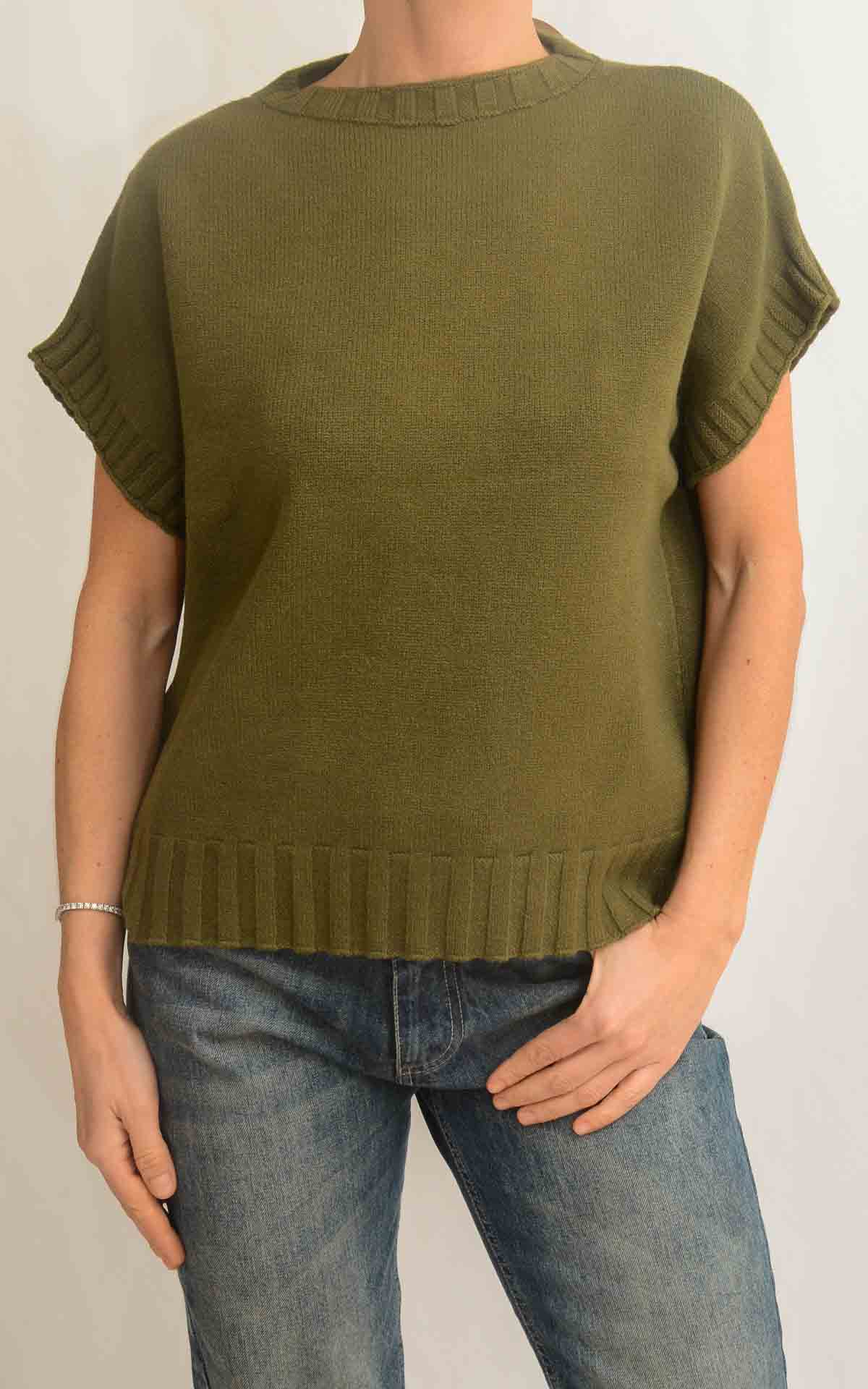 INITIAL – Gilet rasato mezza manica – VERDE