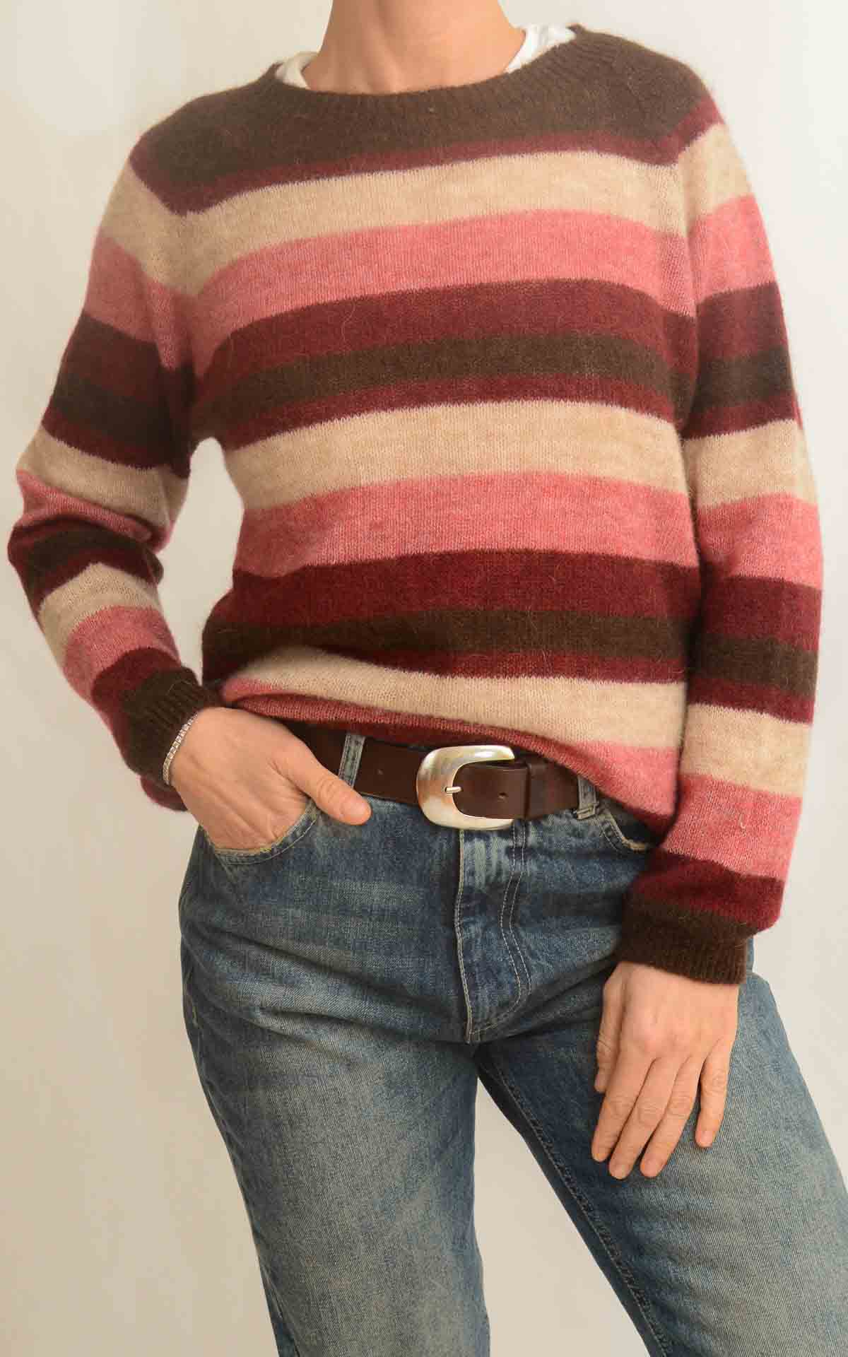 OFF-ON – Maglia a righe - ROSA/BORDEAUX