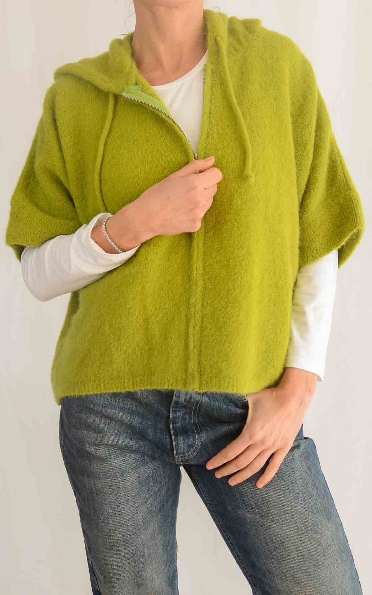 OFF-ON- Gilet cappuccio baby alpaca - PISTACCHIO