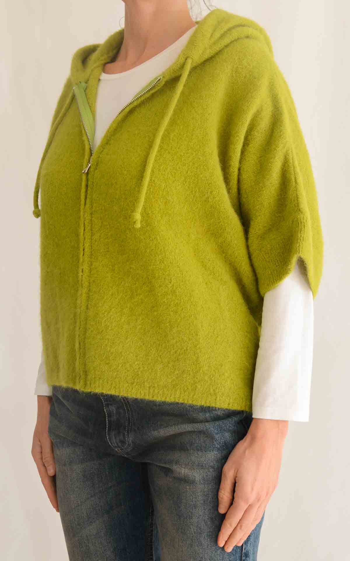 OFF-ON- Gilet cappuccio baby alpaca - PISTACCHIO
