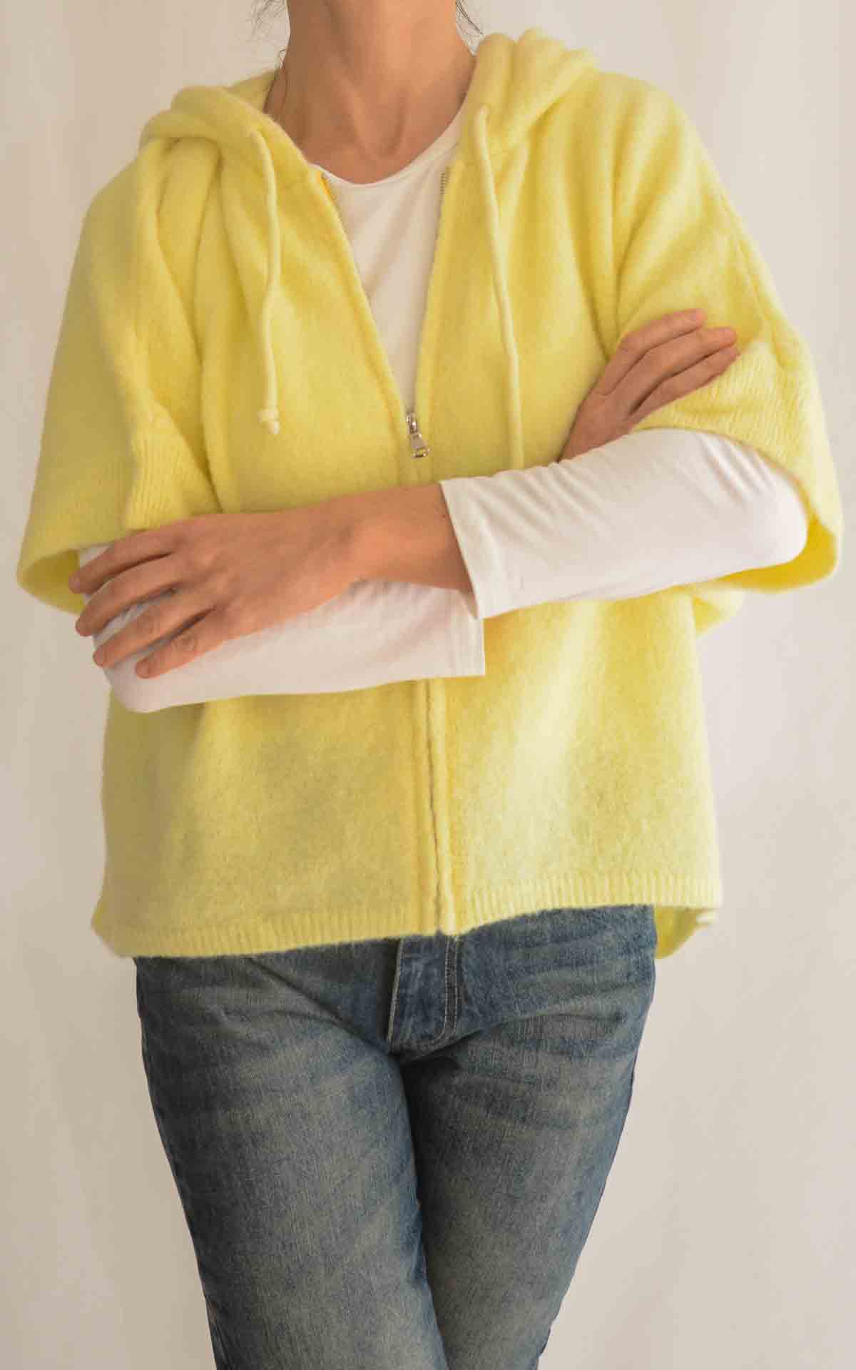 OFF-ON- Gilet cappuccio baby alpaca - GIALLO