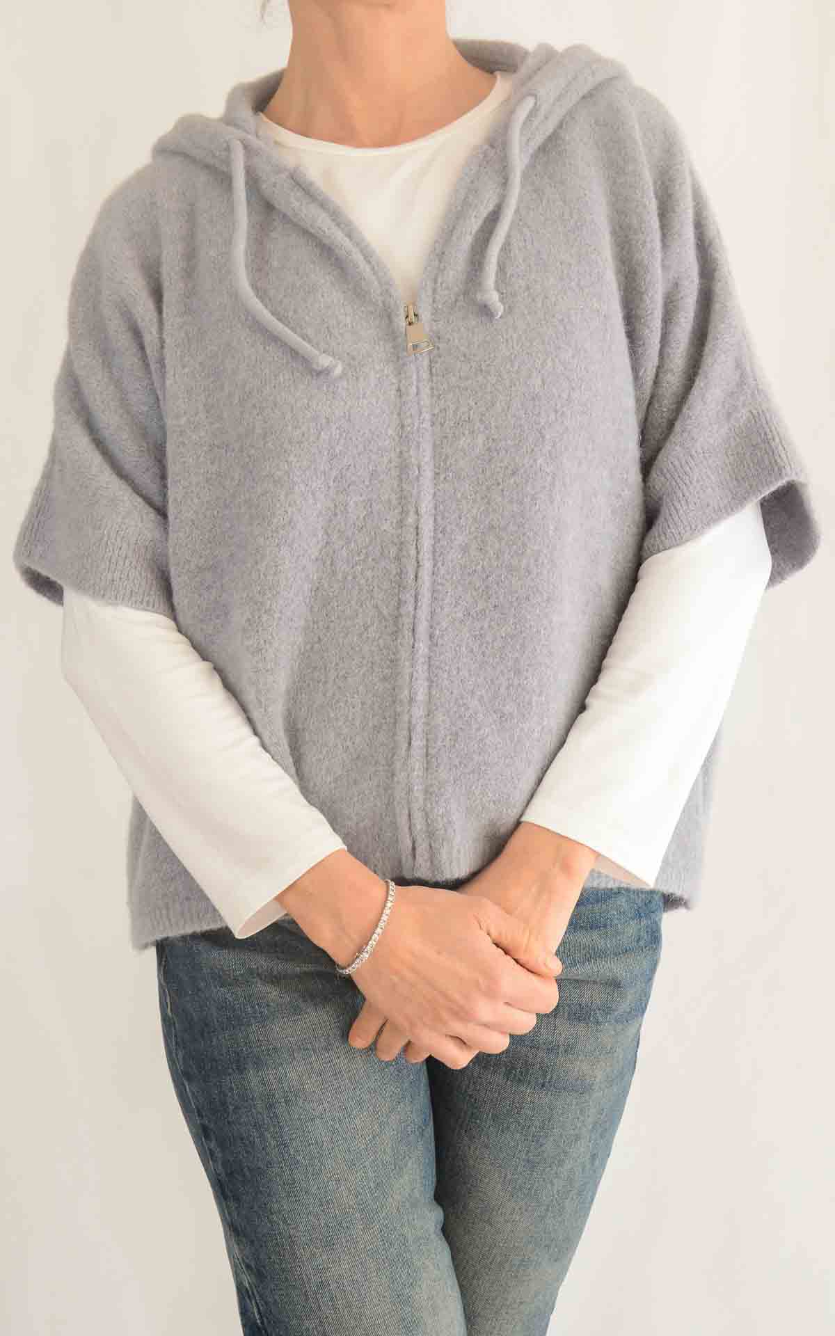 OFF-ON- Gilet cappuccio baby alpaca - GRIGIO