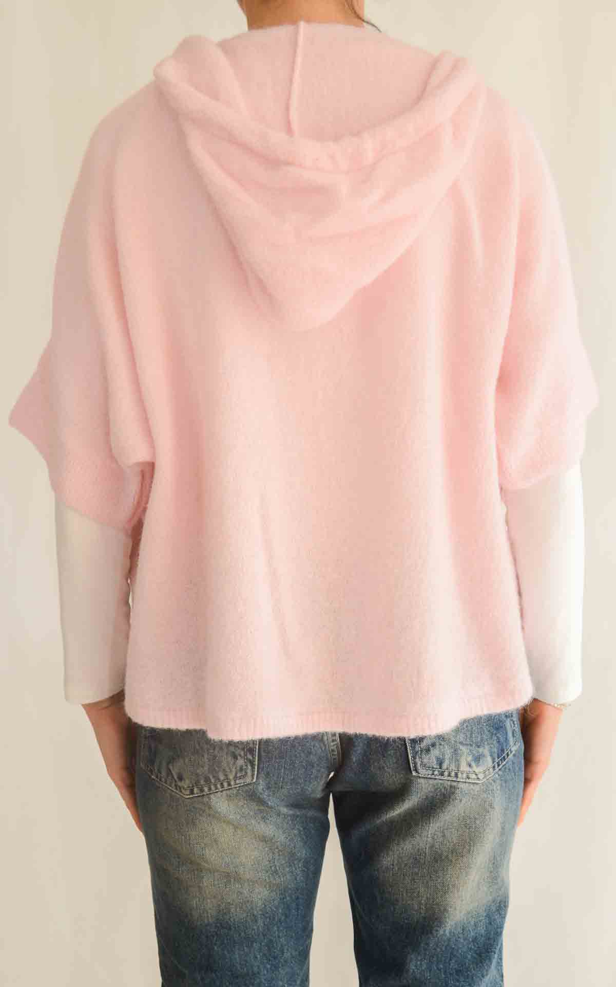 OFF-ON- Gilet cappuccio baby alpaca - ROSA